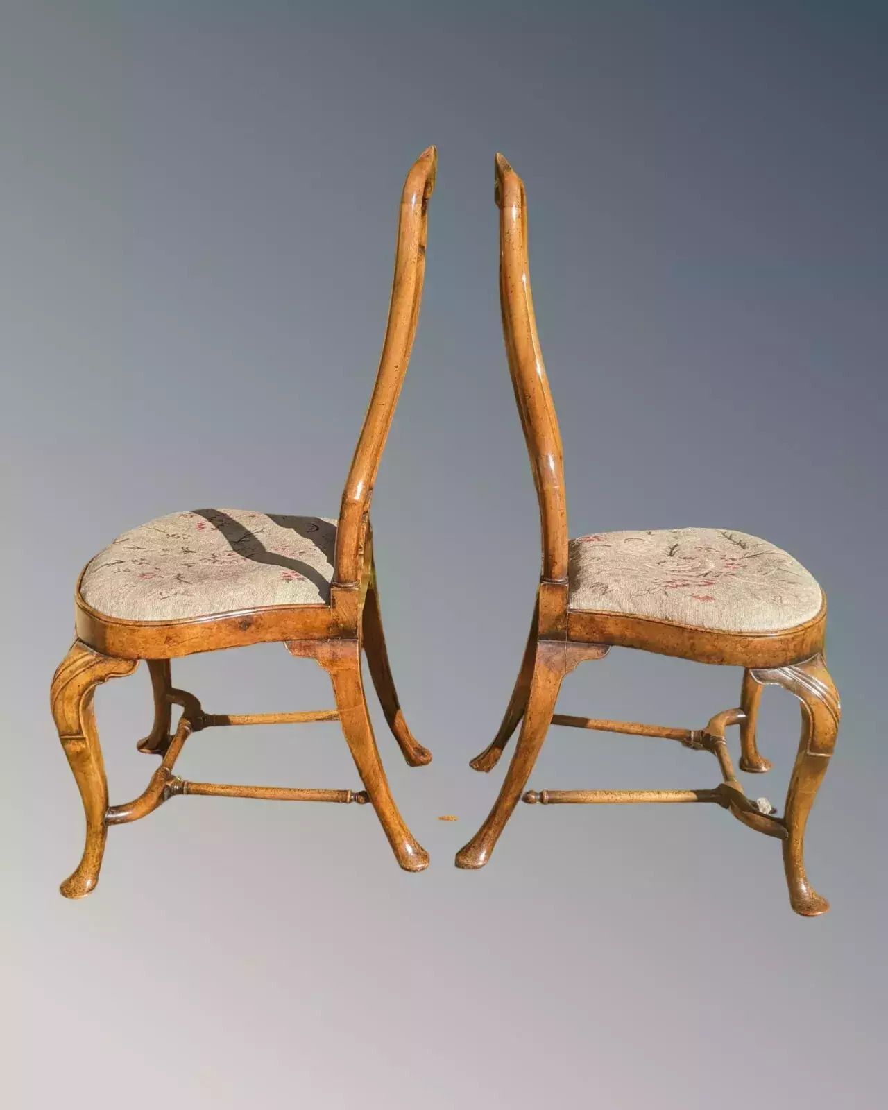Fine Pair Of Queen Anne Walnut Chairs By Charles Tozer photo for sale