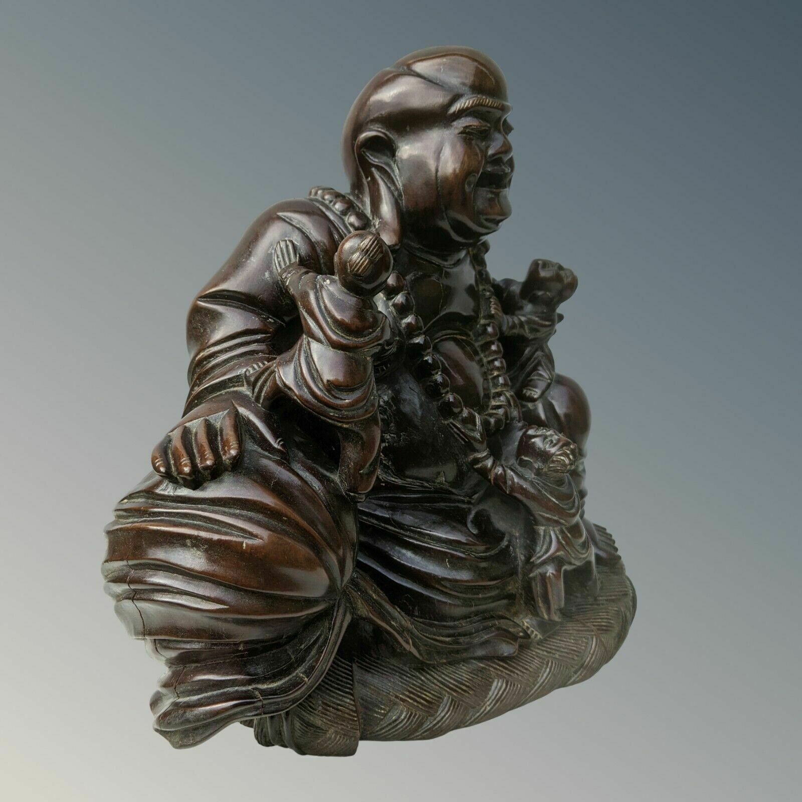 Large Antique Chinese Carved Hardwood Buddha photo Home Decor