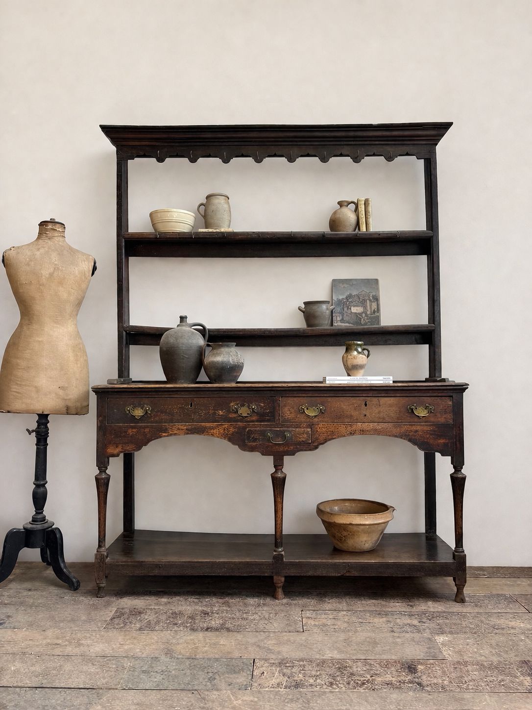 Georgian Antique Oak Potboard Dresser photo furniture