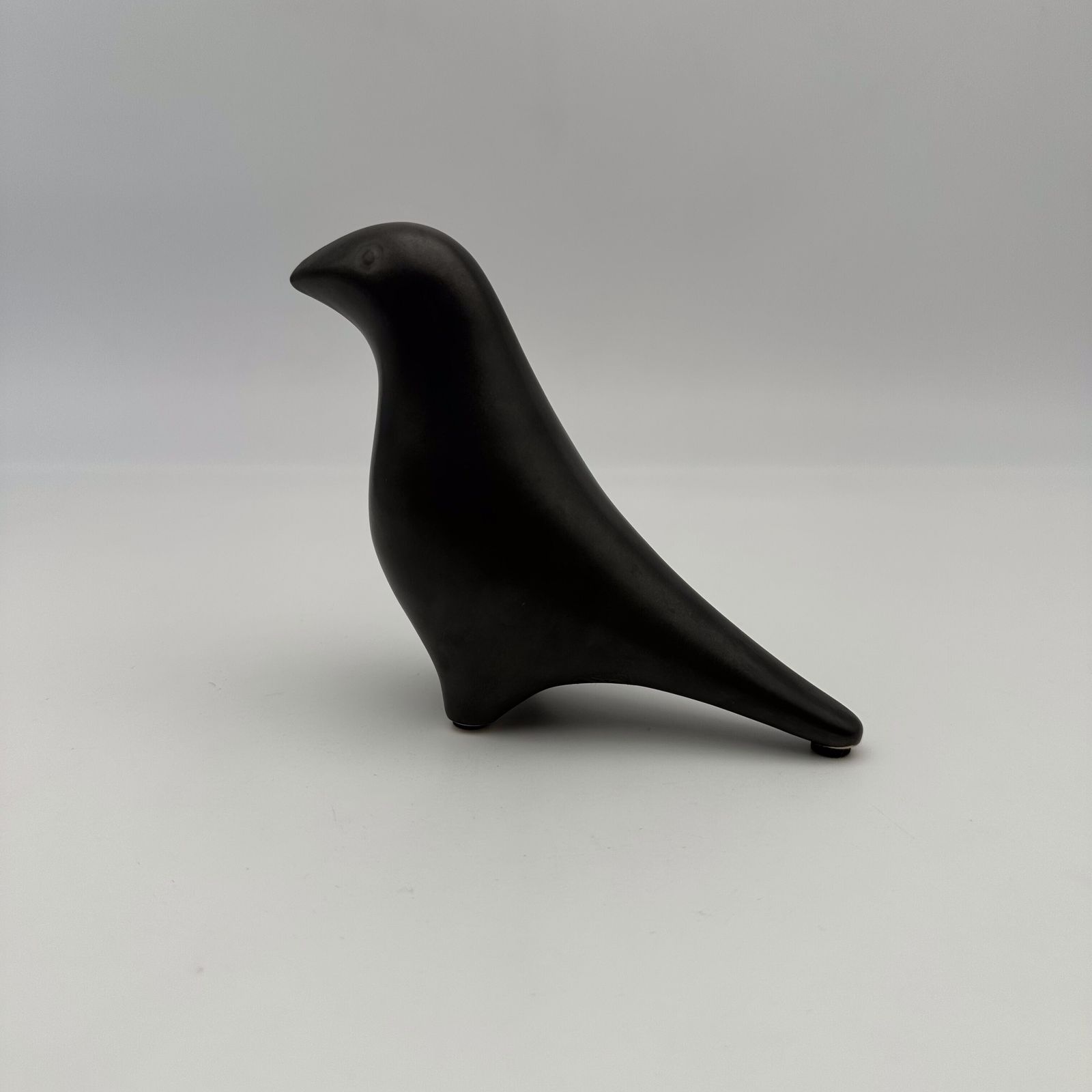 Minimalist "Bird" Sculpture In Black Ceramic, Georges Jouve Style, 1950s 1960s. photo for sale