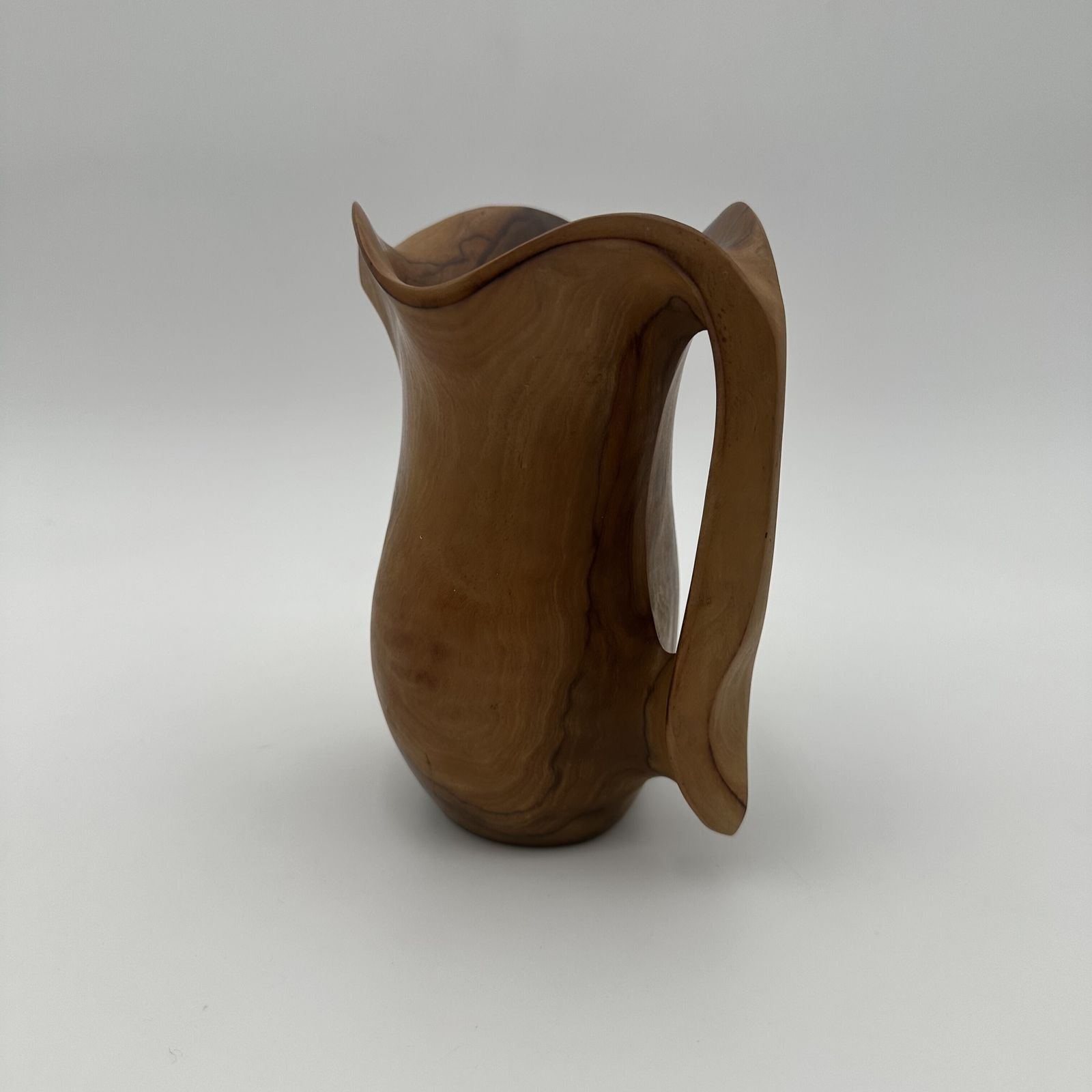 Small Sculptural Free Form Walnut Pitcher, In The Style Of Alexandre Noll, 1950s. photo vinterior