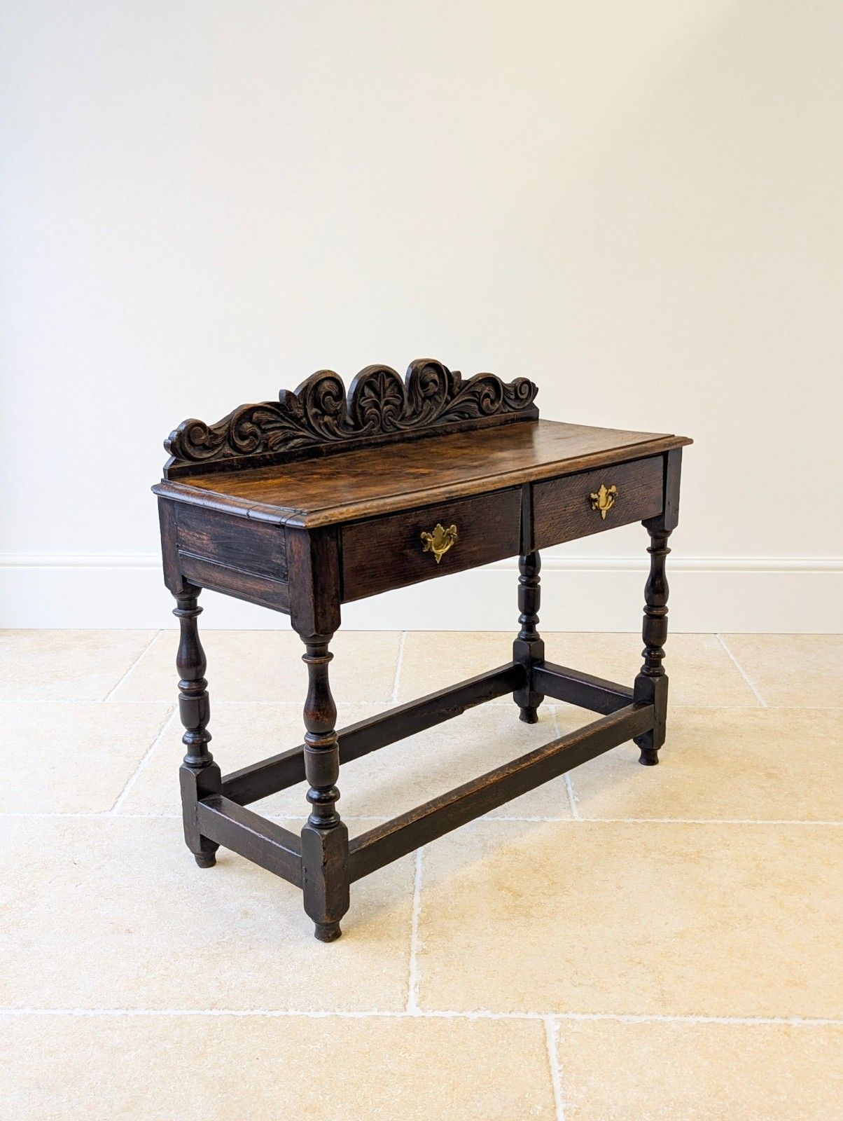 Antique Late Victorian Oak Side Table C.1890 photo vintage