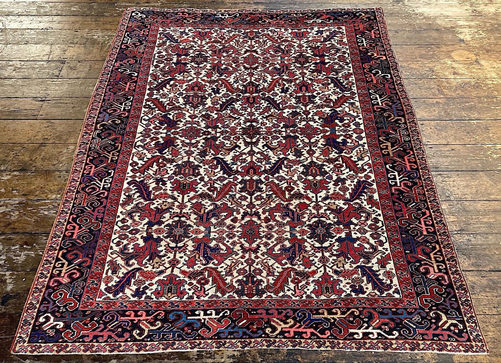 Antiek Heriz tapijt 3,00 m x 2,36 m photo Textiel