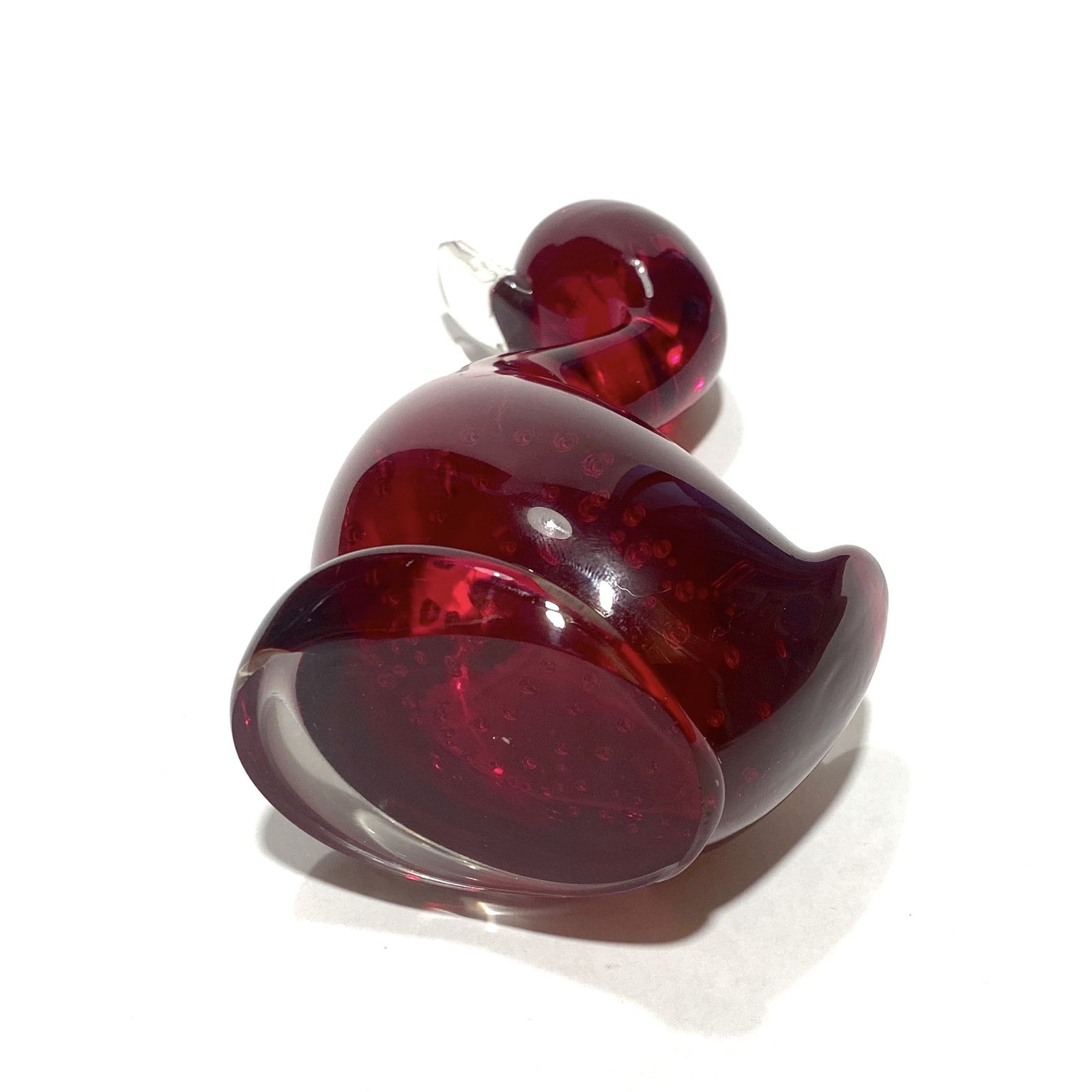Whitefriars Glass Dilly Duck Ornament Ruby Red (5.5"), Mid Century Modern Design photo 50.0