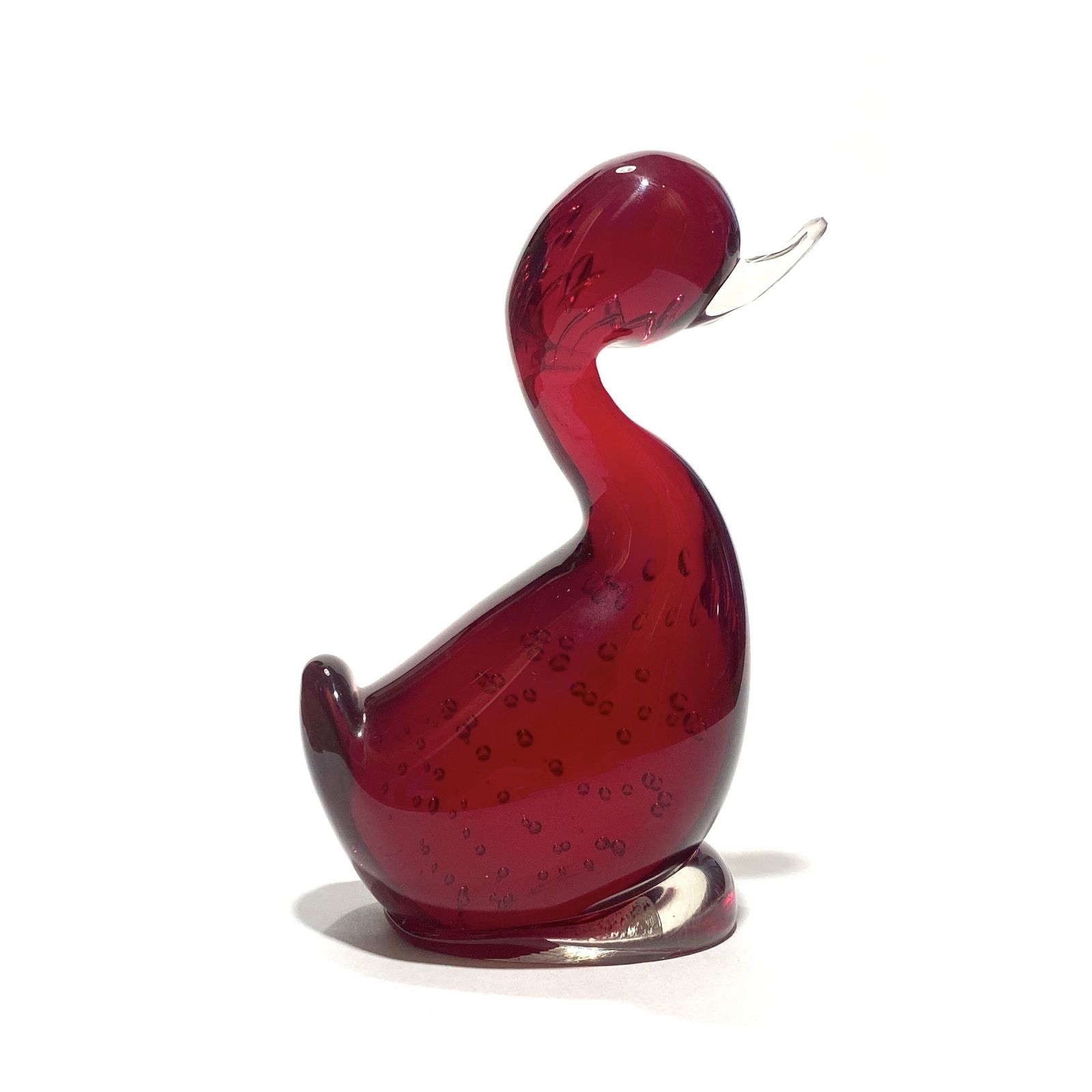 Whitefriars Glass Dilly Duck Ornament Ruby Red (5.5"), Mid Century Modern Design photo for sale