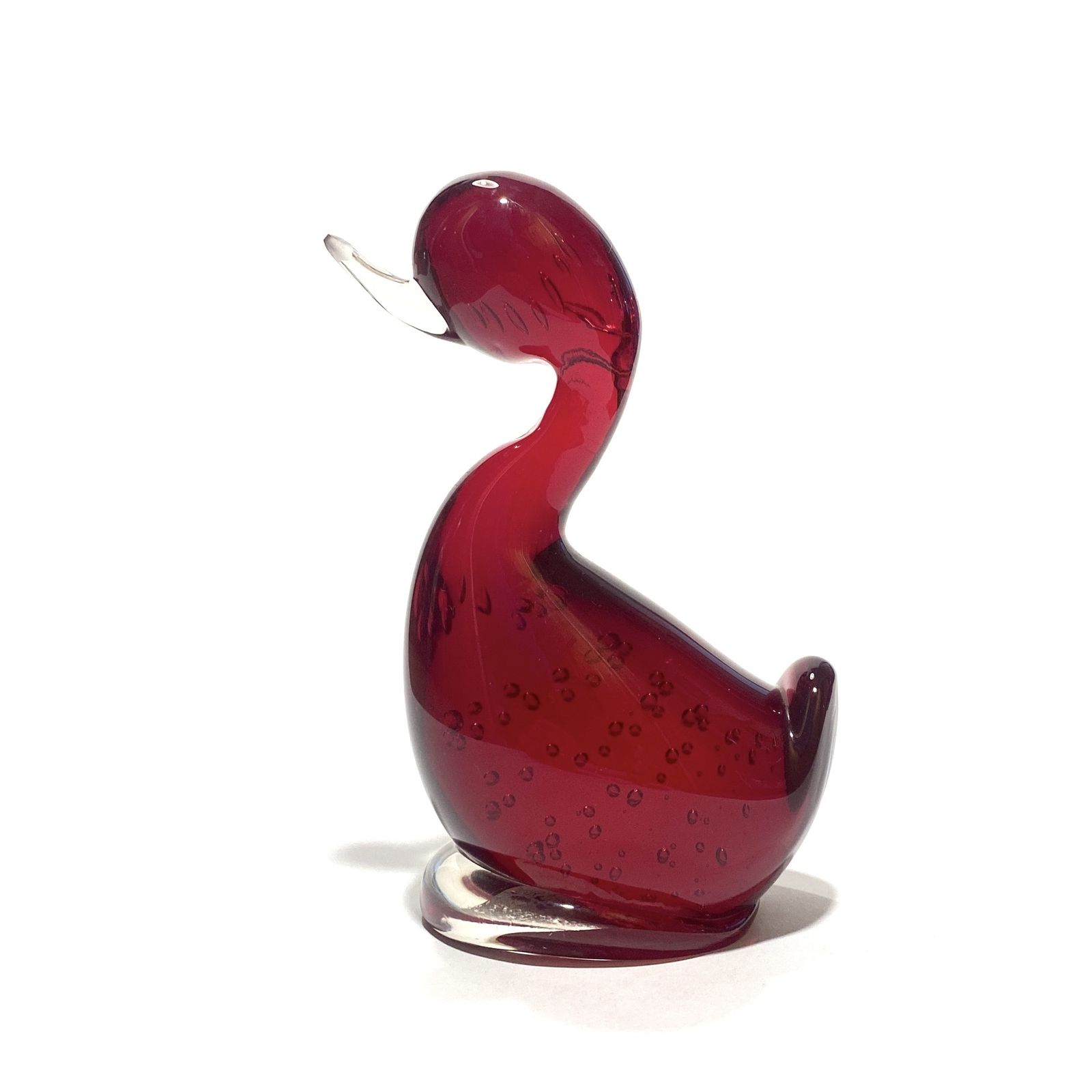 Whitefriars Glass Dilly Duck Ornament Ruby Red (5.5"), Mid Century Modern Design