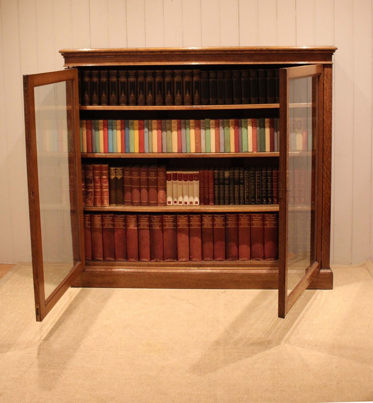 995.0 Large Oak Glazed Library Bookcase photo