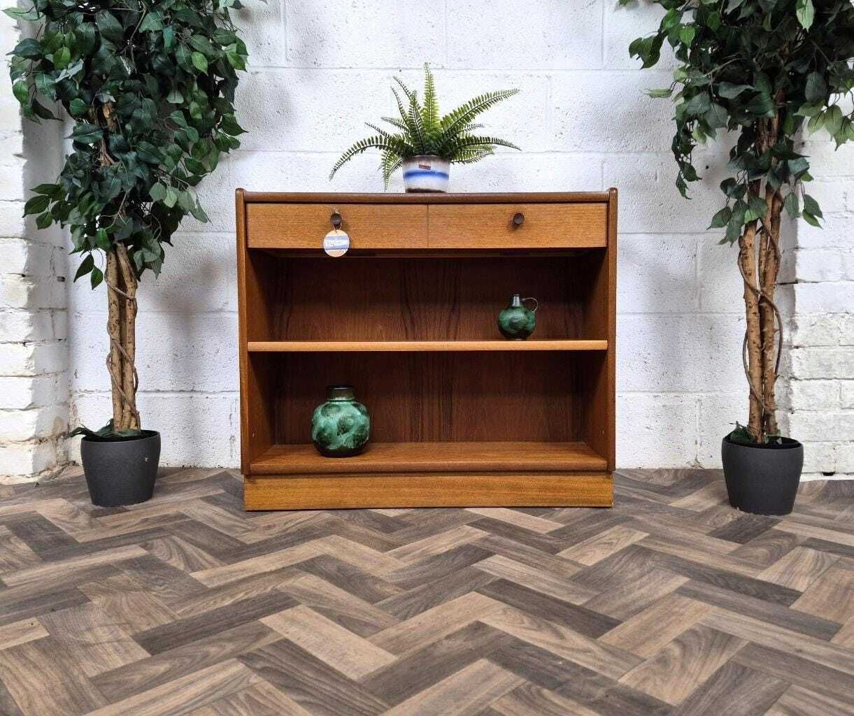 Vintage Nathan Squares Parker Knoll Teak Slim Bookcase Cabinet Mid Century Retro