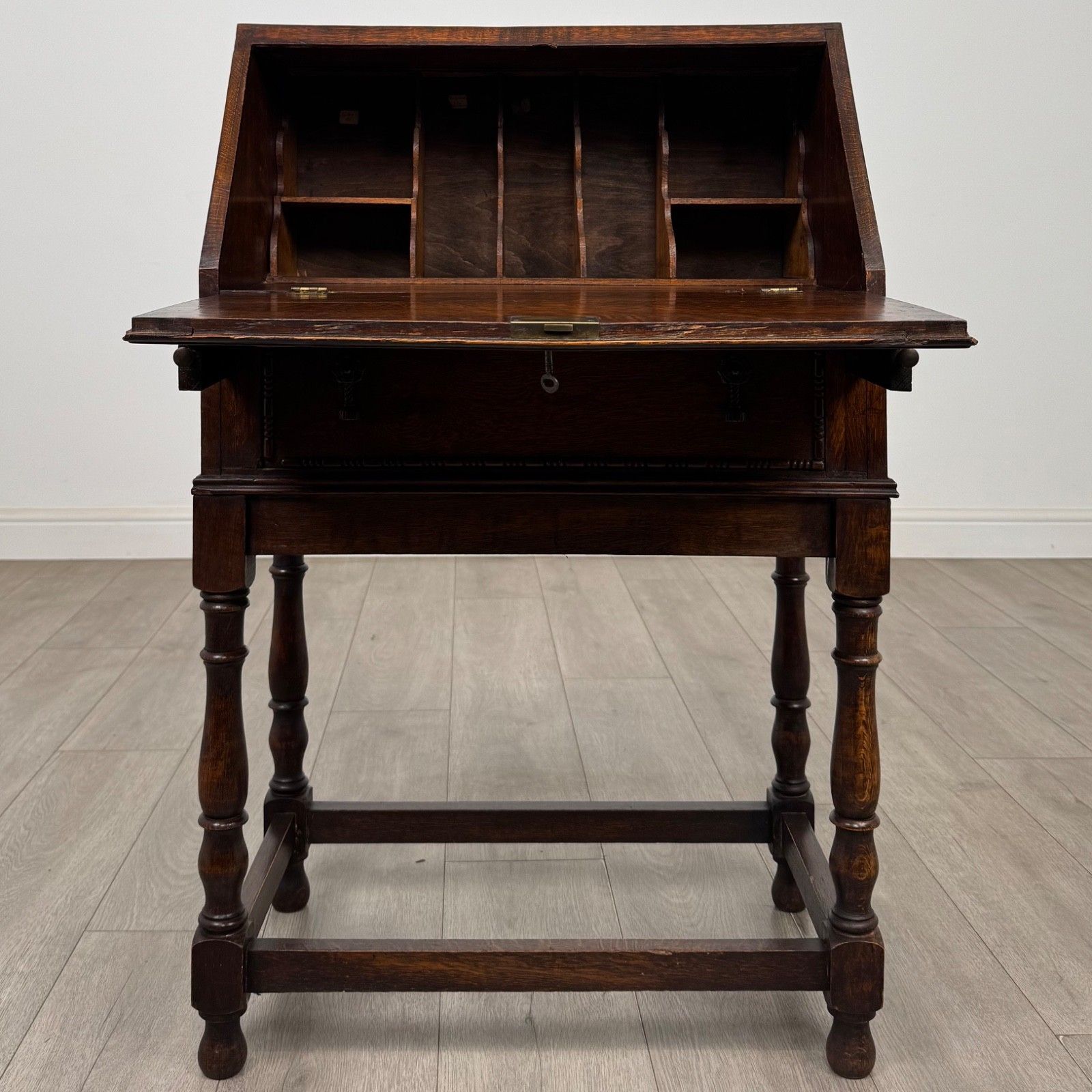 Antique 20th Century Jacobean Style Bureau In Oak ( Af 5849 ) photo furniture