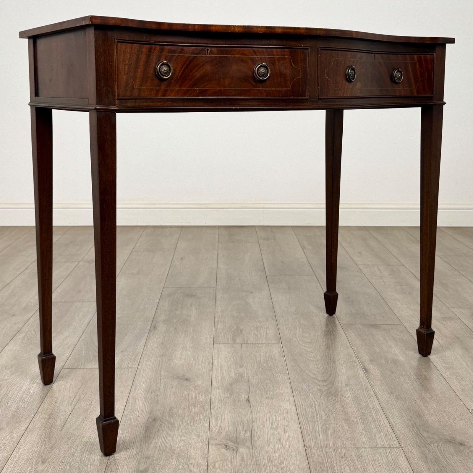 Antique 20th Century Serpentine Writing Table In Mahogany ( Af 5861 ) photo vintage