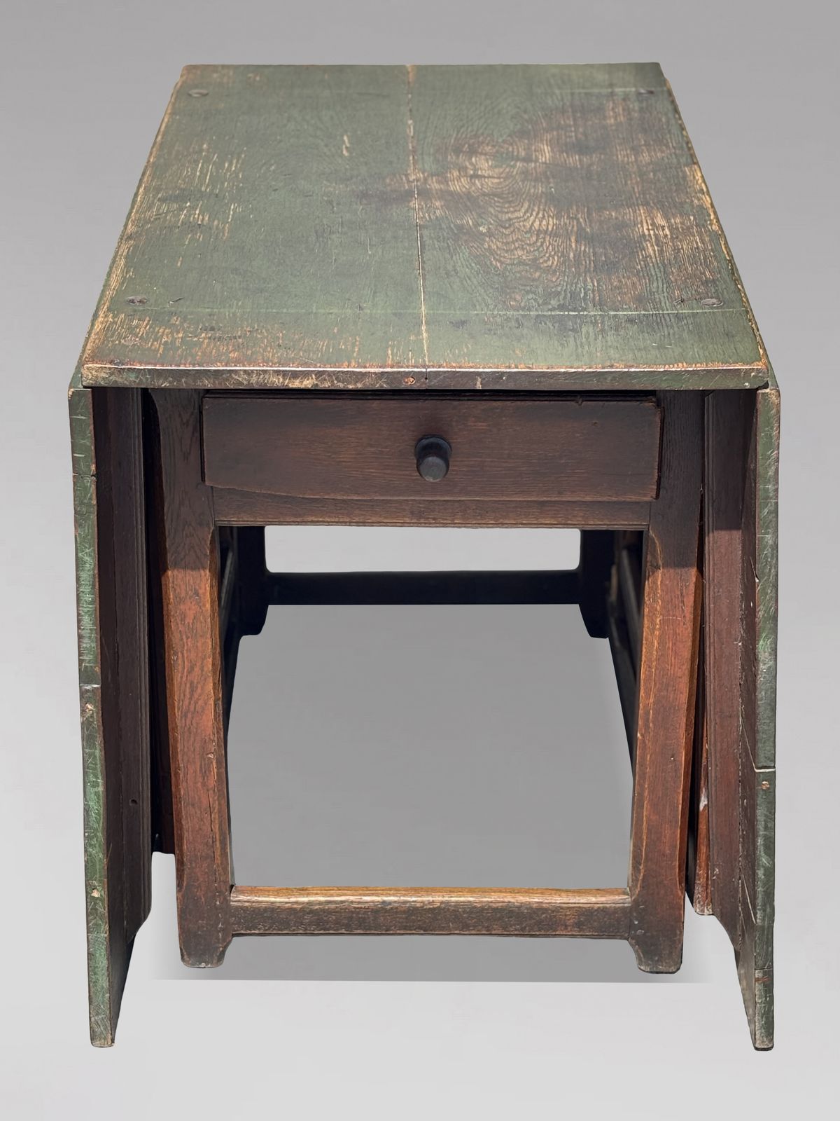 Early 19th Century Swedish Green Painted Top Drop Leaf Dining Table photo 3480.0