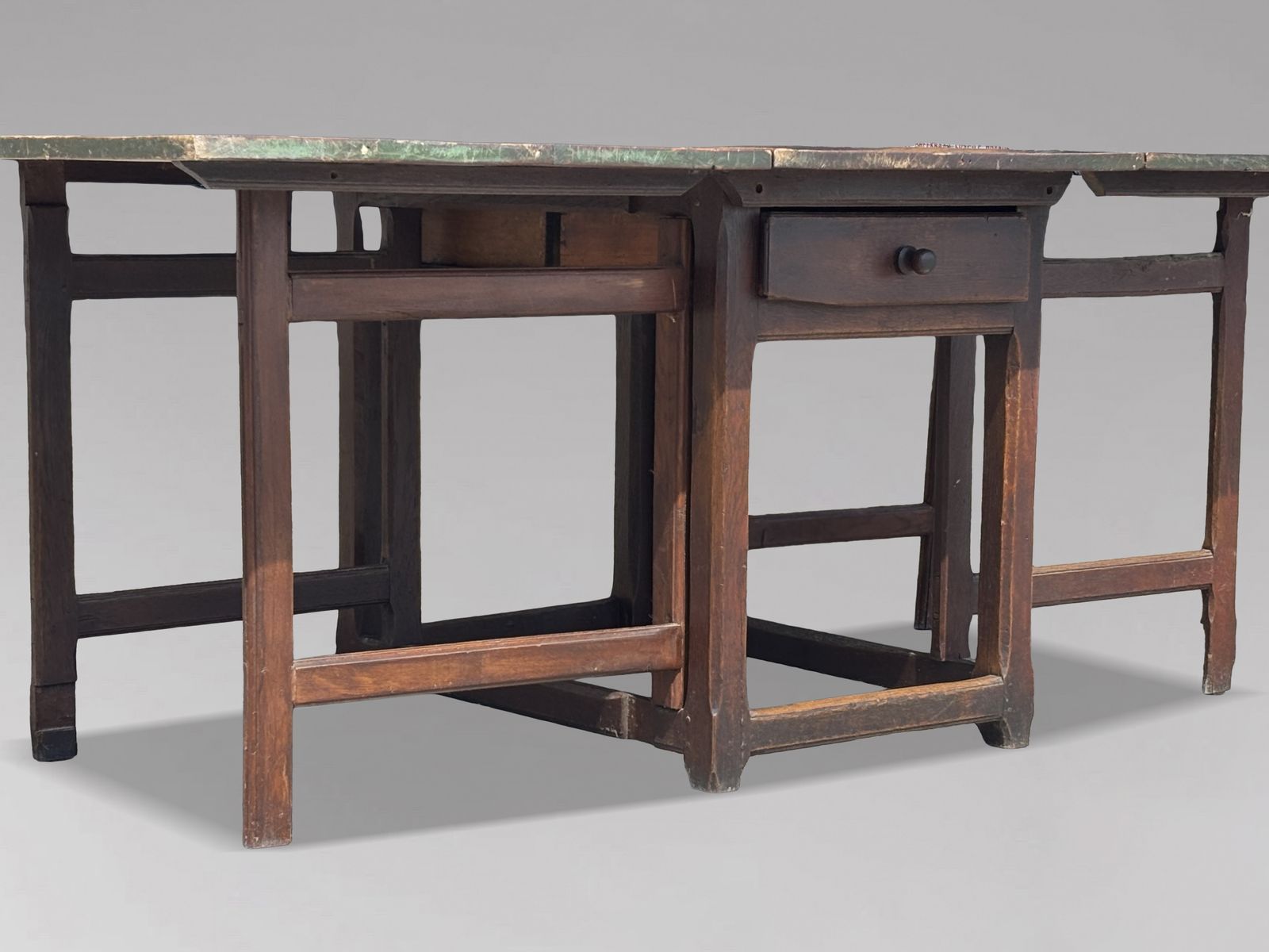 photo furniture Early 19th Century Swedish Green Painted Top Drop Leaf Dining Table