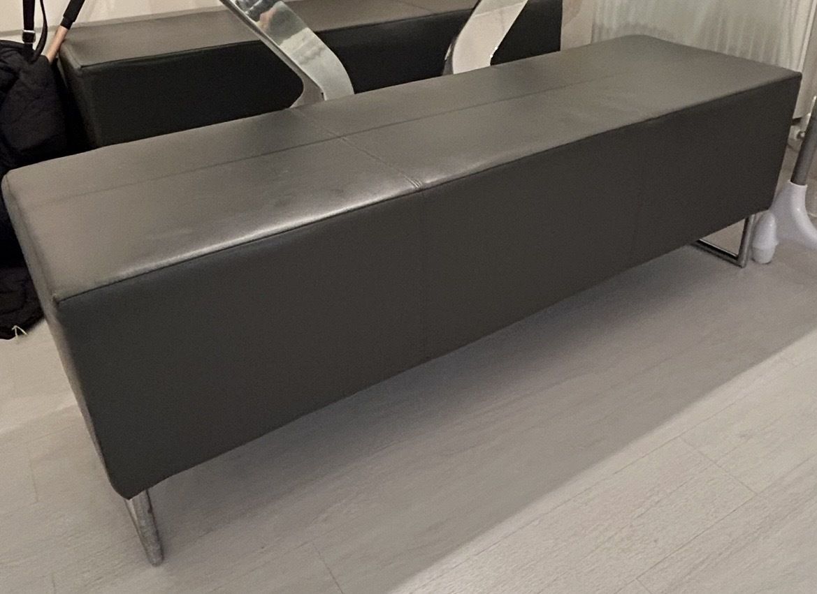 Werkstadt Glass Dining Table & Matching Benches – Chrome Sculptural Base – 150cm photo buy