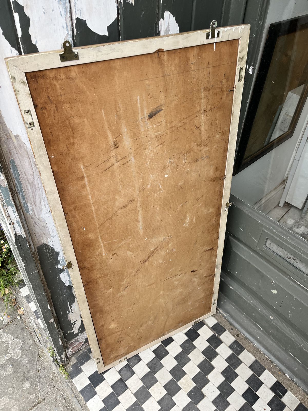 1950’s Pine Rectangular Shop Mirror photo vintage