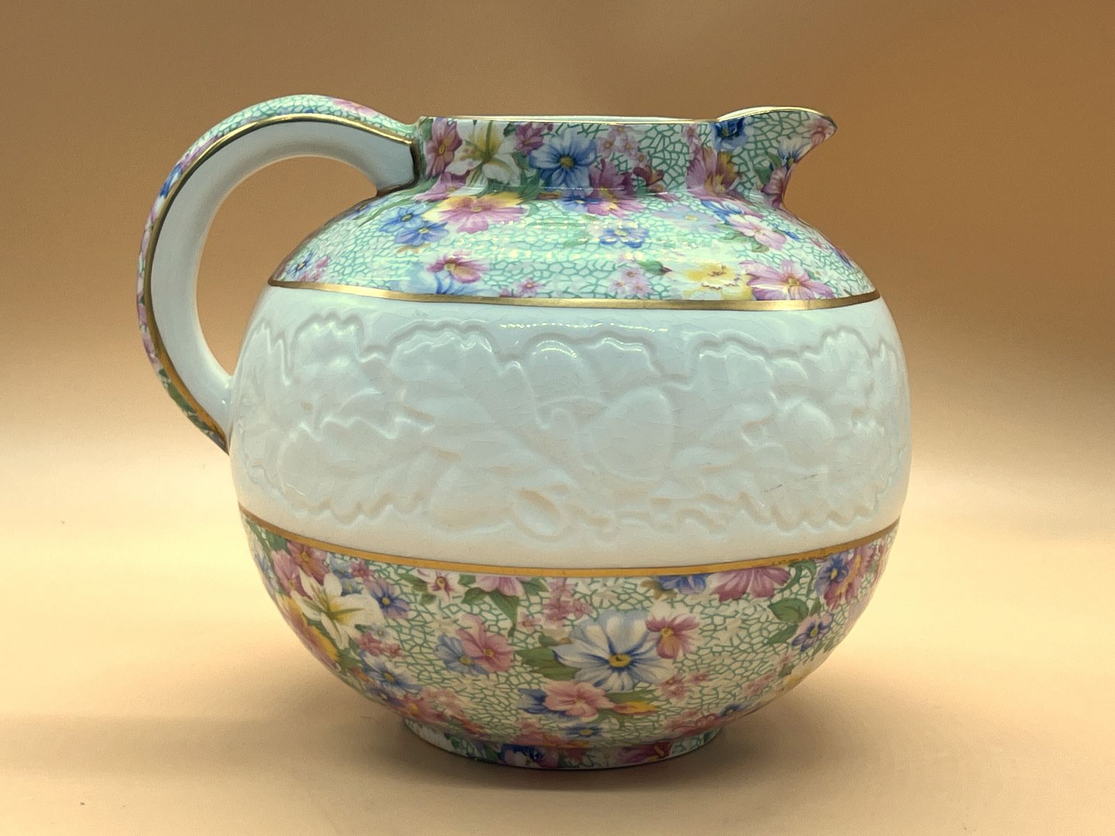Royal Winton Pottery Marion Chintz Design Globe Jug / Pitcher. 1995. photo for sale