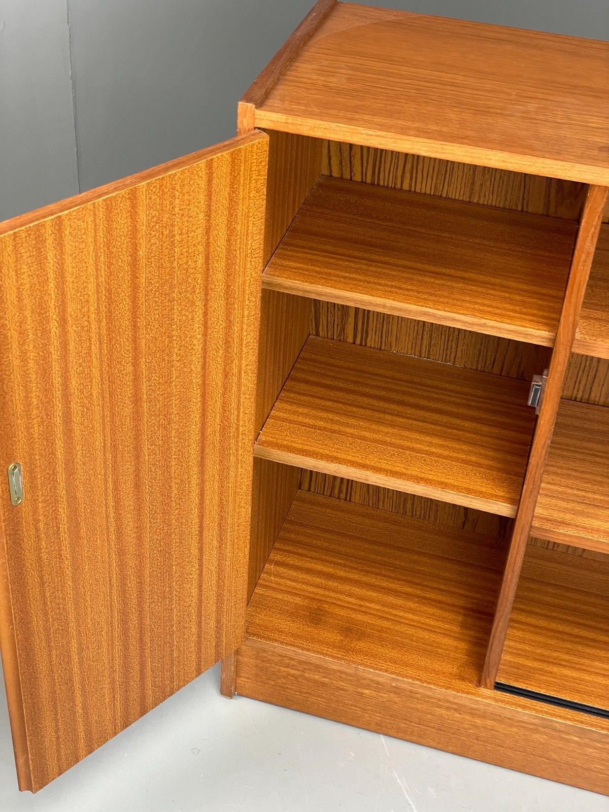 photo buy Vintage 1960s Glazed Bookcase Teak Mid Century Modern Shelving Cabinet Eb12214