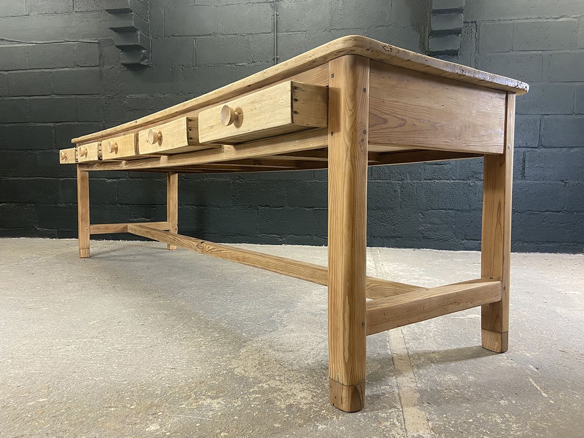 Long French Vintage Seamstress Table With Ten Drawers. photo buy