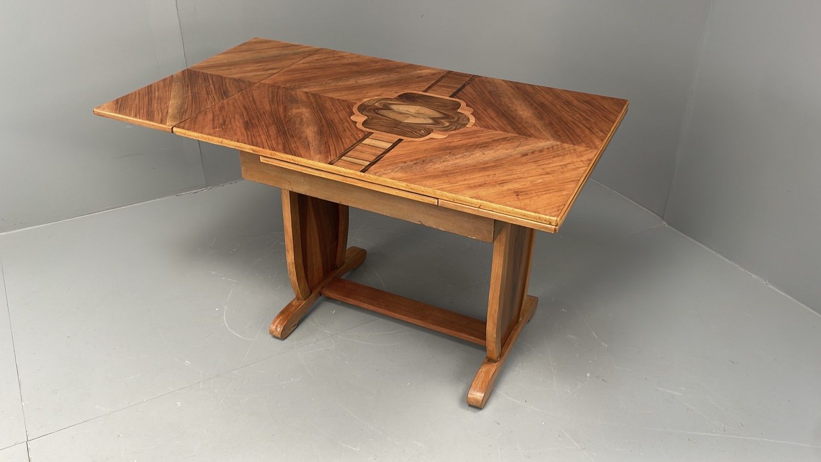 Furniture Art Deco Dining Table By Davant 1950s Walnut Extending Vintage Retro Eb12216 photo