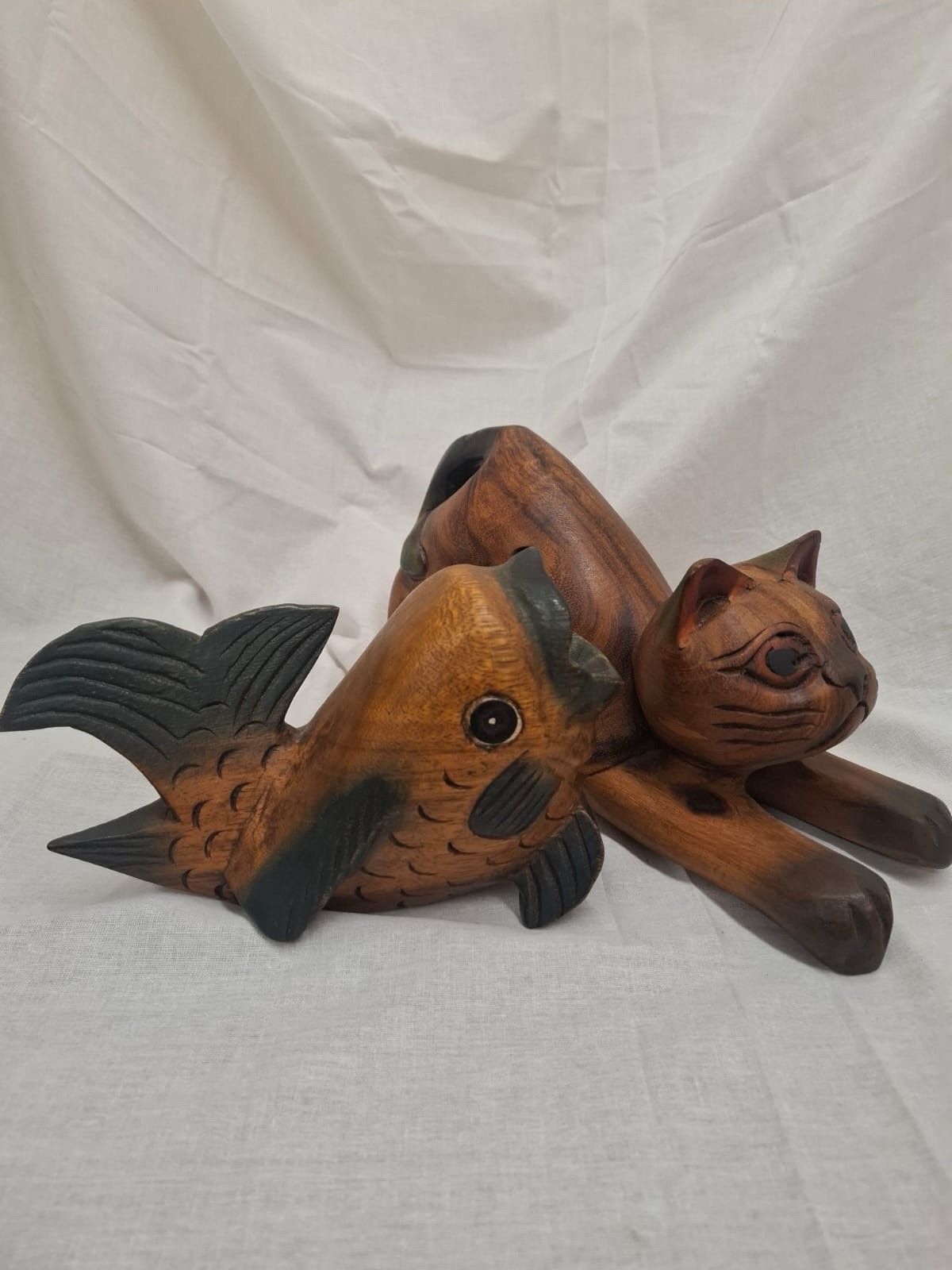 Vintage Wooden Cat And Fish photo furniture
