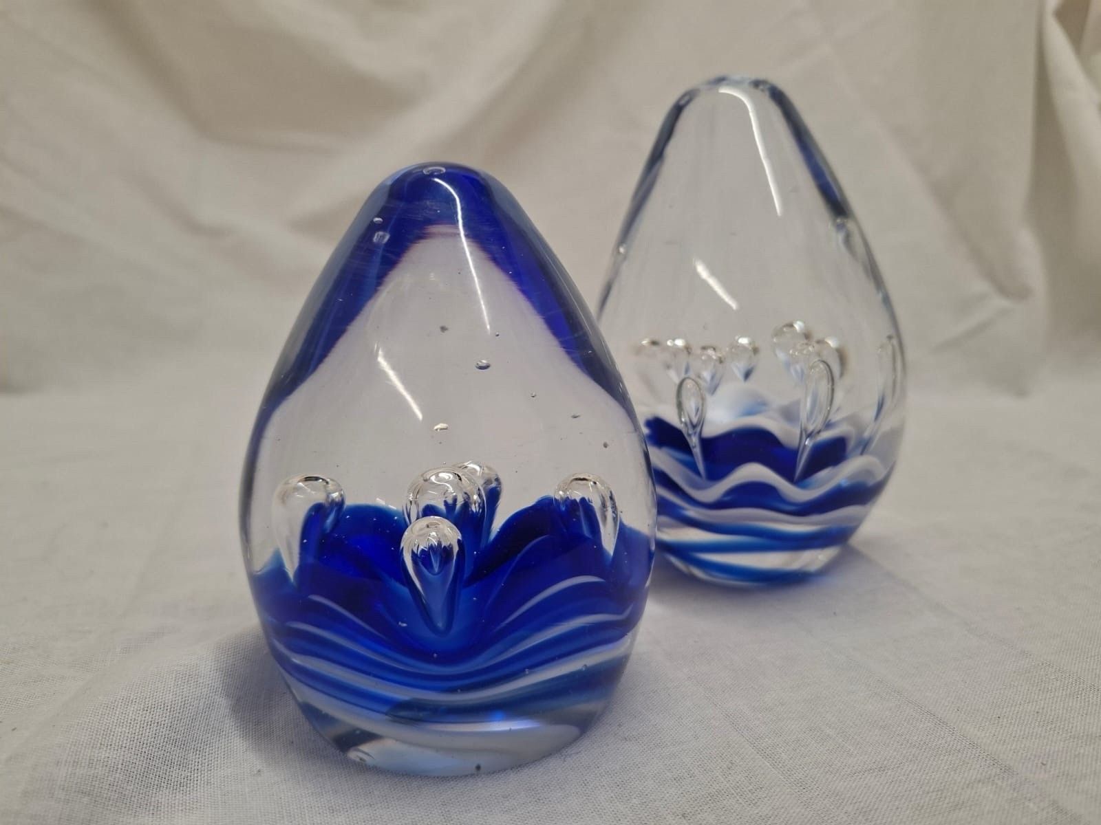 Vintage Set Of 2 Blown Glass Paperweights photo for sale