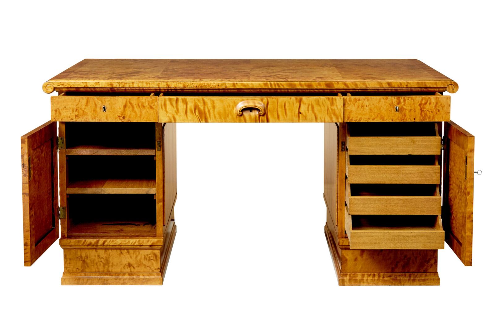 Furniture Scandinavian Birch Art Deco Pedestal Desk photo