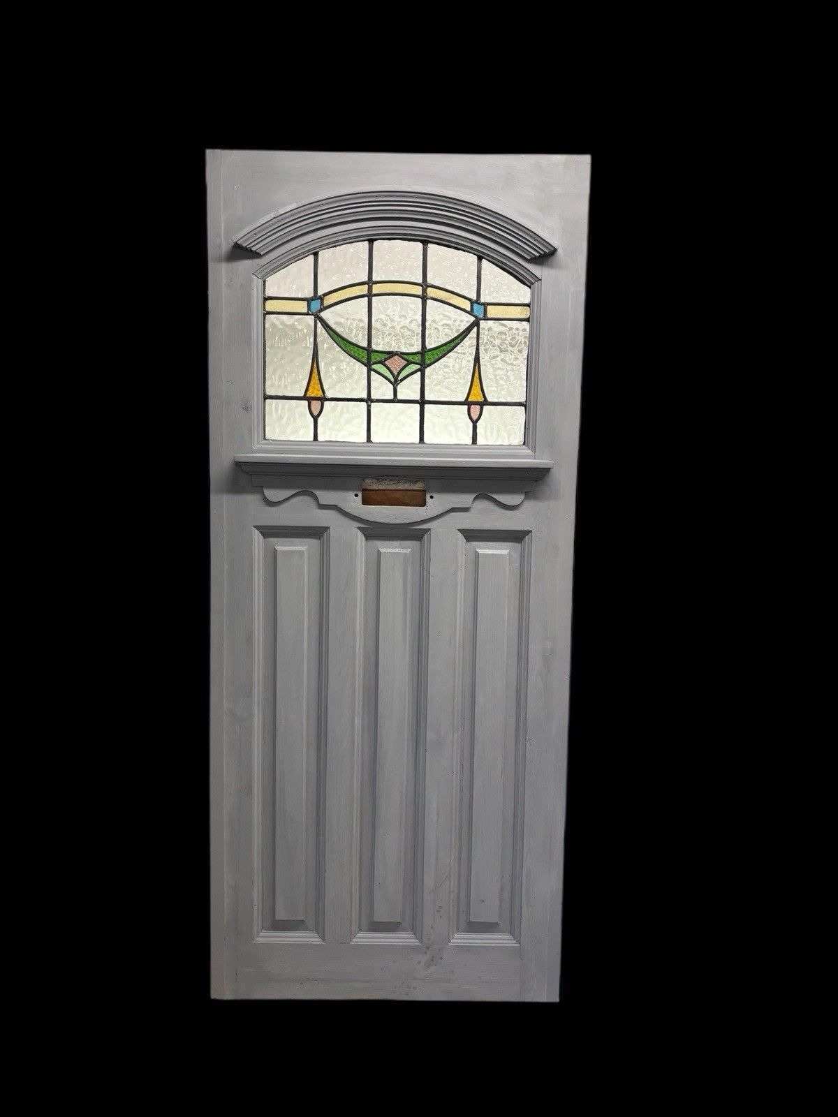 Art Deco Stained Glass Front Door Period Old Reclaimed Antique 20 30 Wood Leaded