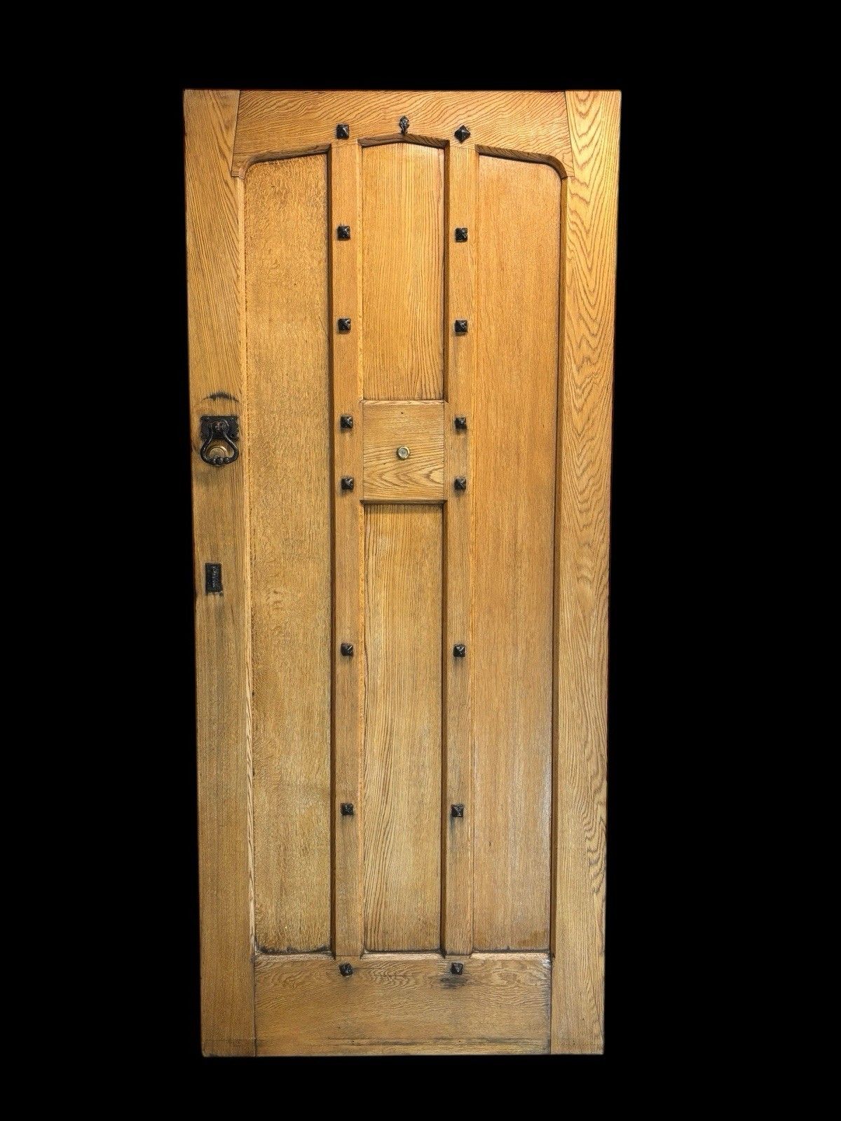 Large Solid Oak Front Door Old Antique Period Reclaimed Glass Cast Iron Refurb
