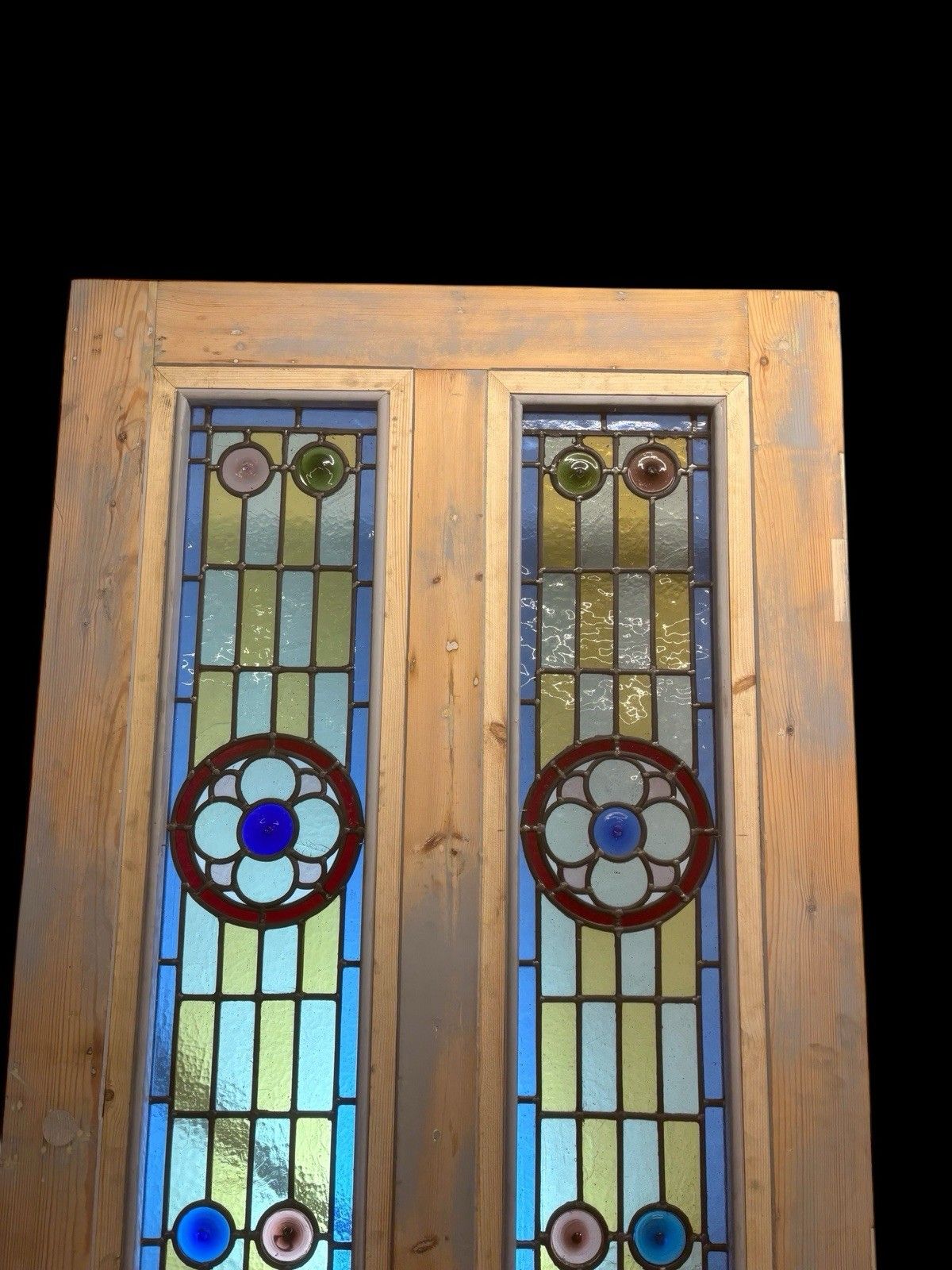 Large Victorian Stained Glass Front Door Period Old Reclaimed Antique Lead Wood photo vintage