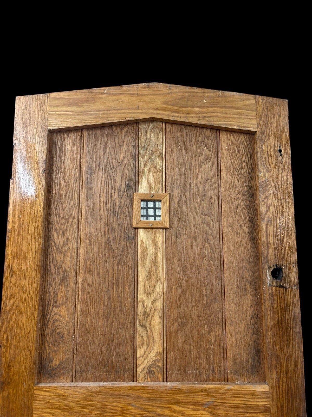 Solid Oak Front Door Old Period Wood Antique Reclaimed Wood Glass Cast Iron photo vintage