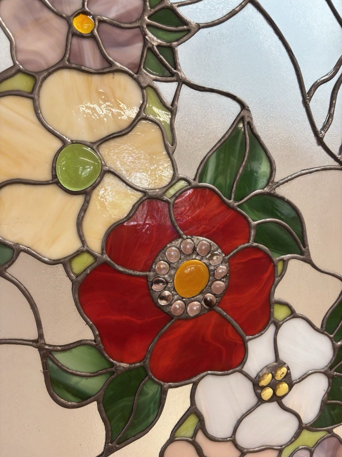 Home Fixtures Rare Antique Tiffany Stained Glass French Doors Period Reclaimed Opd Refurb Teak photo