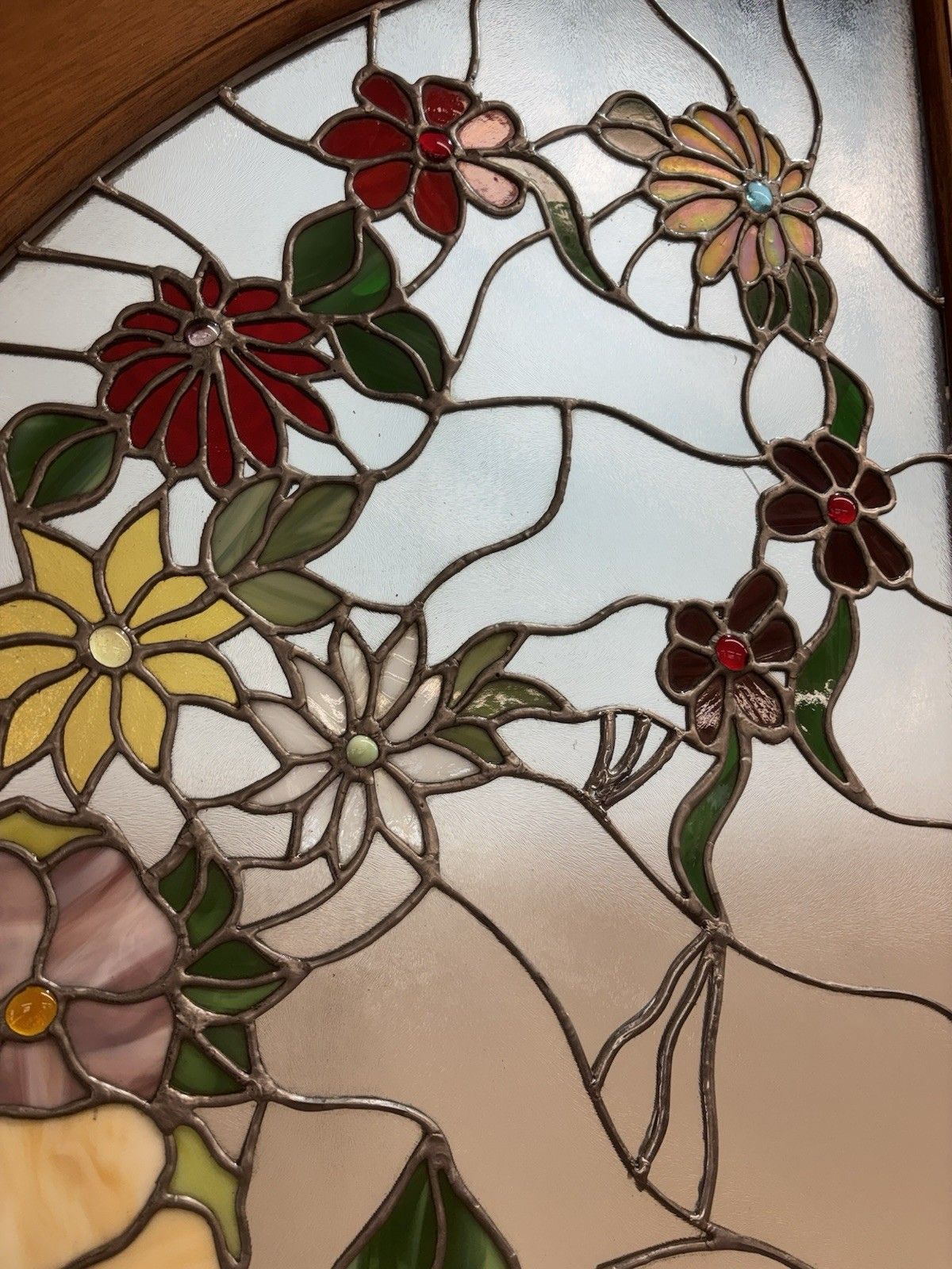 4071.0 Rare Antique Tiffany Stained Glass French Doors Period Reclaimed Opd Refurb Teak photo