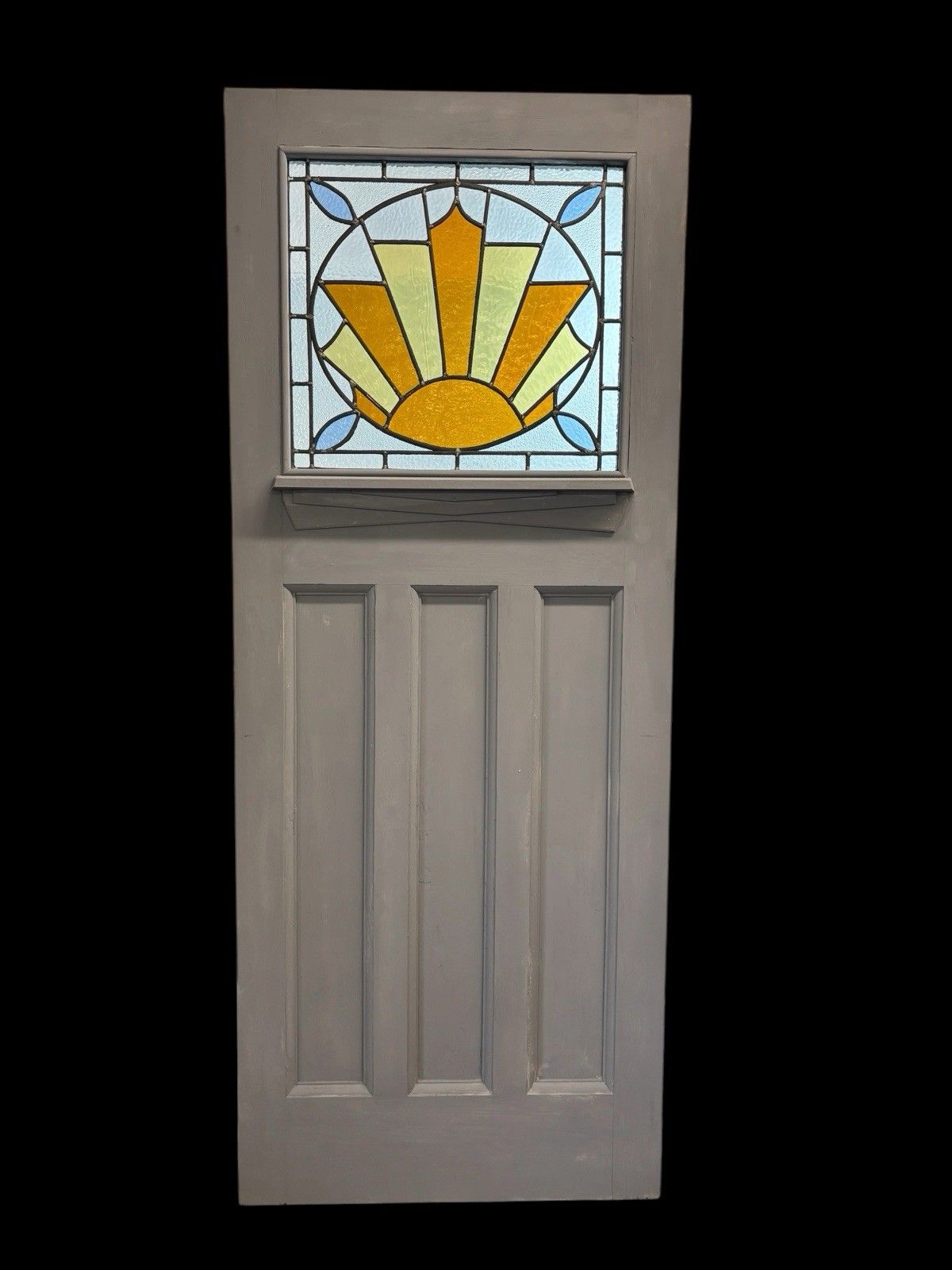 Art Deco Stained Glass Front Door Period Old Reclaimed Antique 20 30 Wood Leaded
