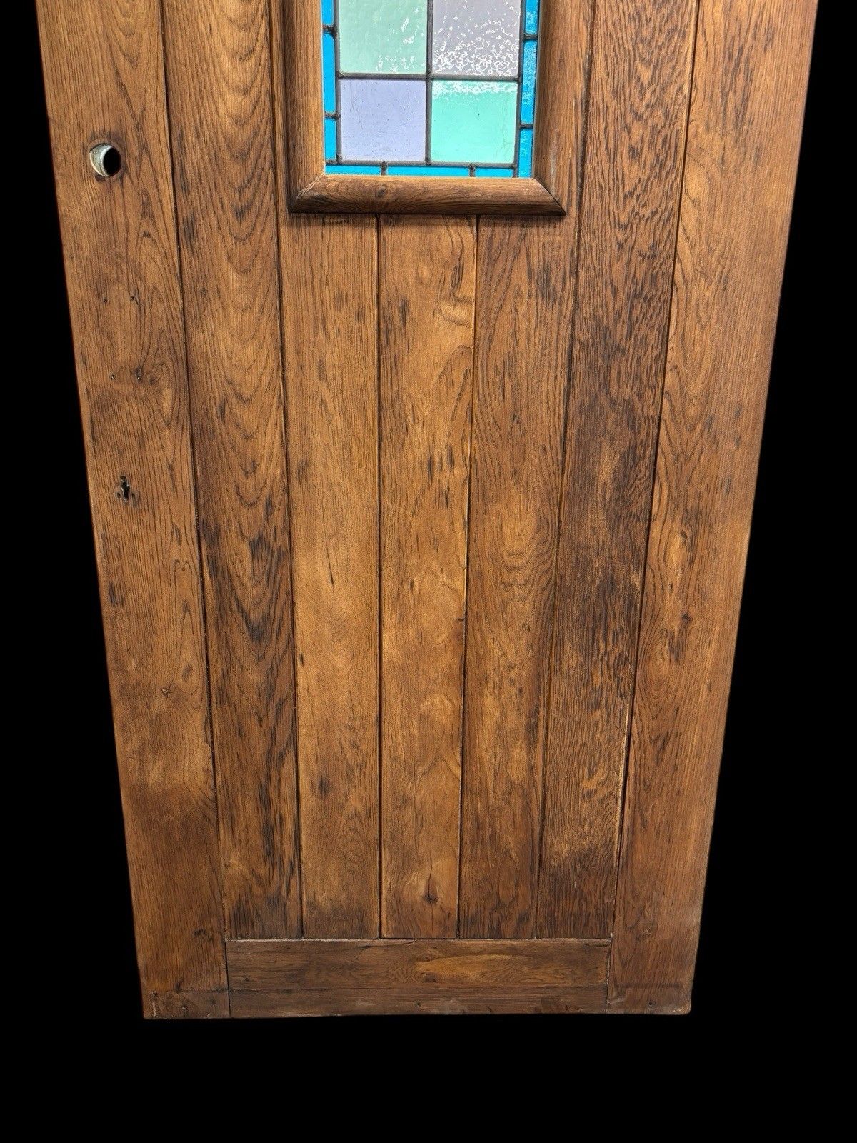 Solid Oak Front Door Stained Glass Old Reclaimed Period Antique Wood Leaded photo vinterior