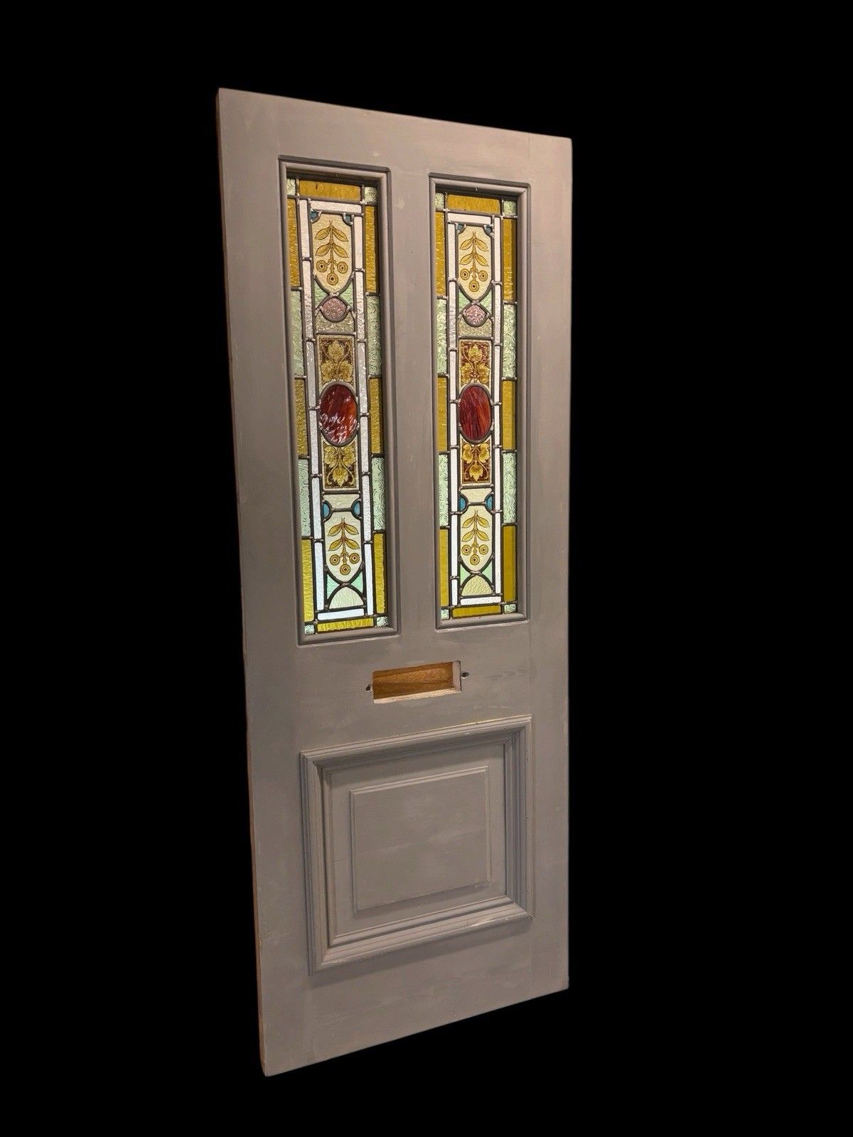 Victorian Hand Painted Stained Glass Front Door Antique Period Reclaimed Rare photo for sale