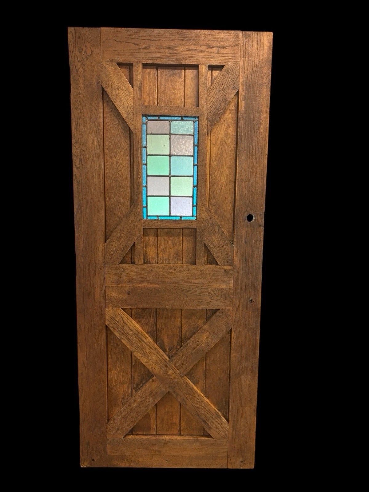 Solid Oak Front Door Stained Glass Old Reclaimed Period Antique Wood Leaded photo buy