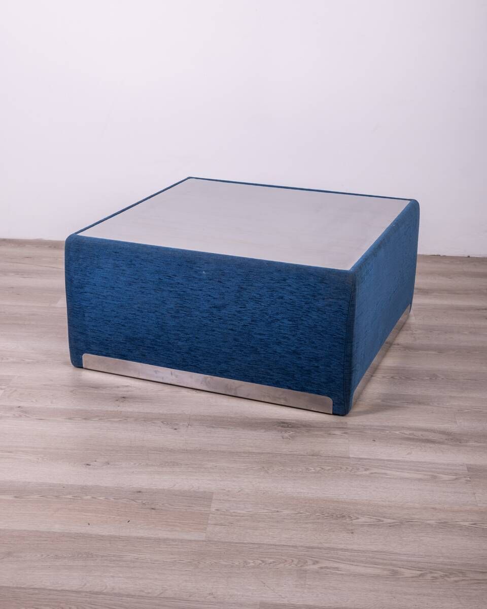 Vintage Coffee Table From The 70s, Blue Fabric, Tasty Designs photo vintage