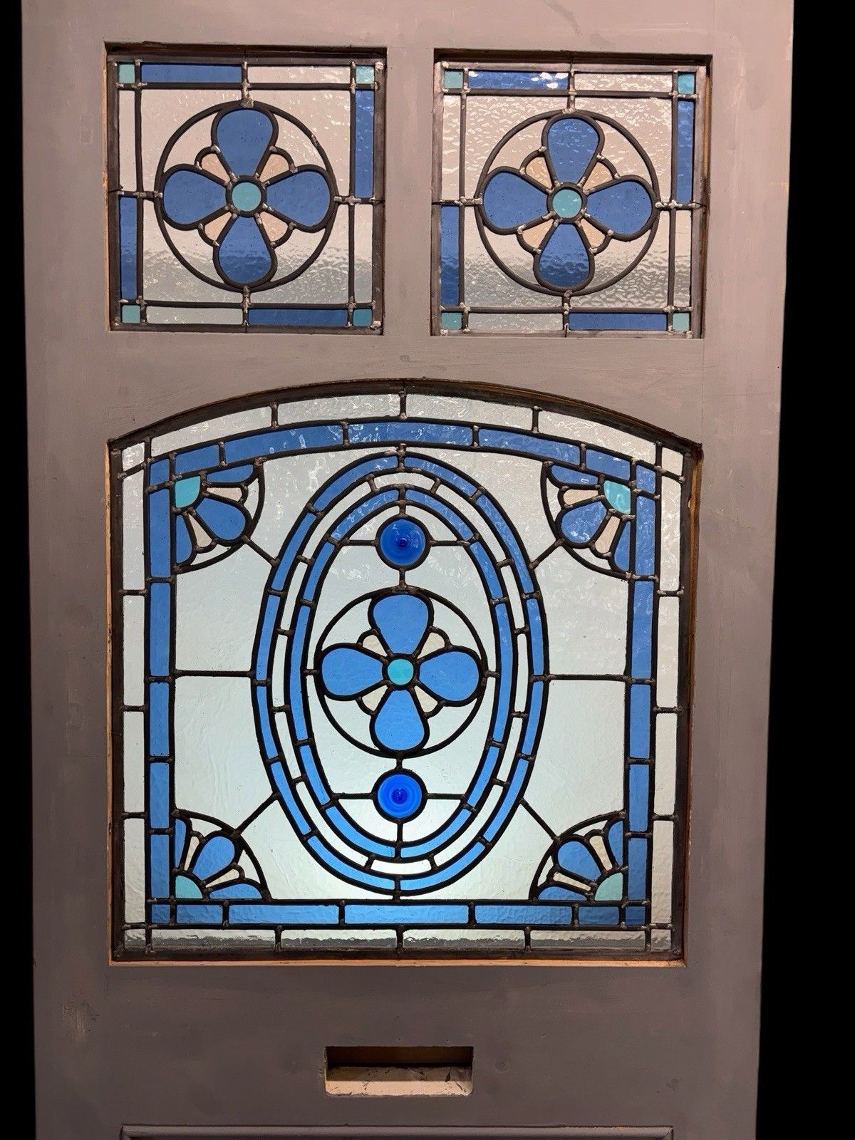 photo for sale Edwardian Stained Glass Front Door Leaded Glazed Reclaimed Restored Old Wood
