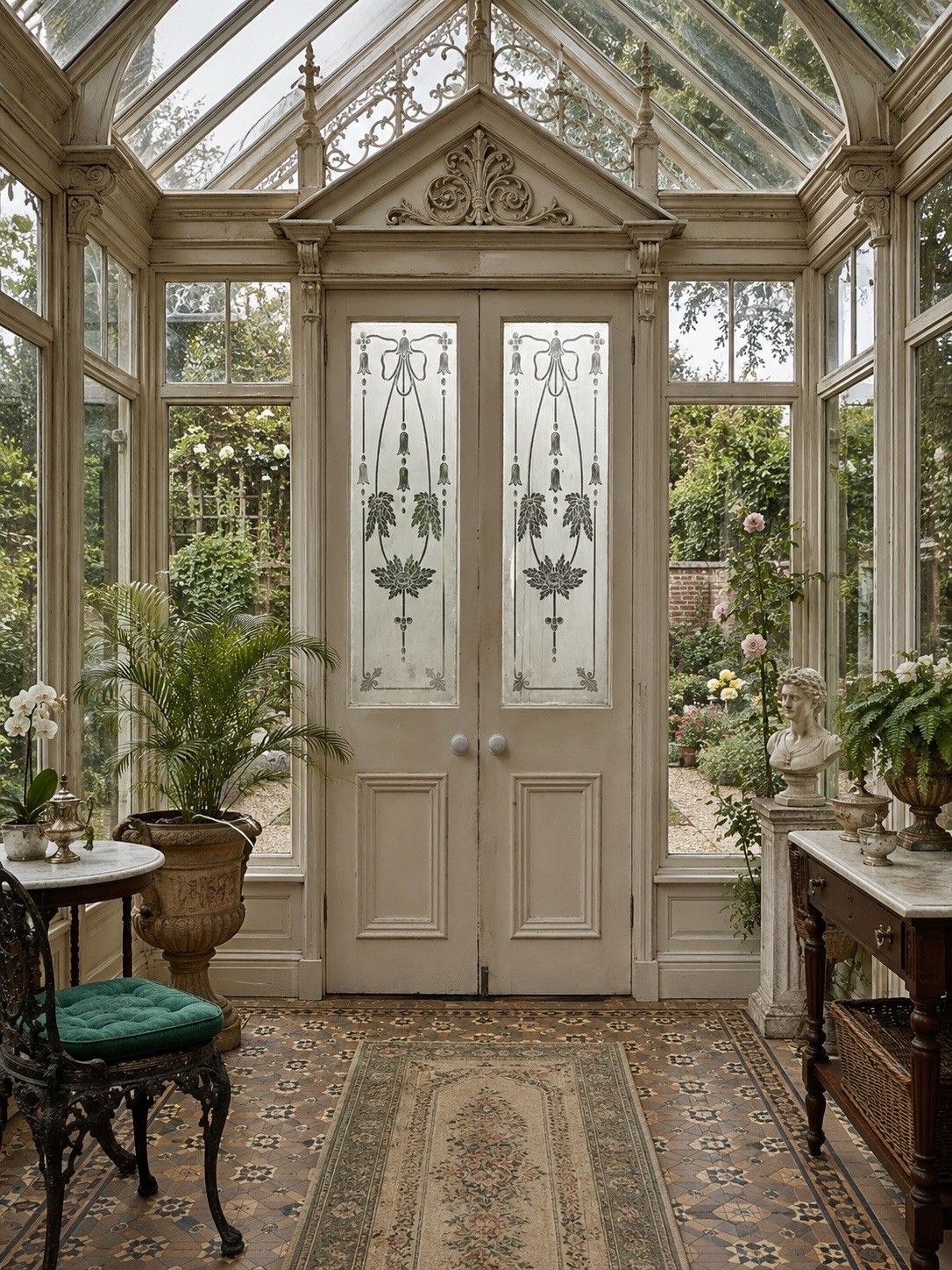 Victorian Acid Etched French Doors Reclaimed Period Antiques Old 1/4 Plate Glass