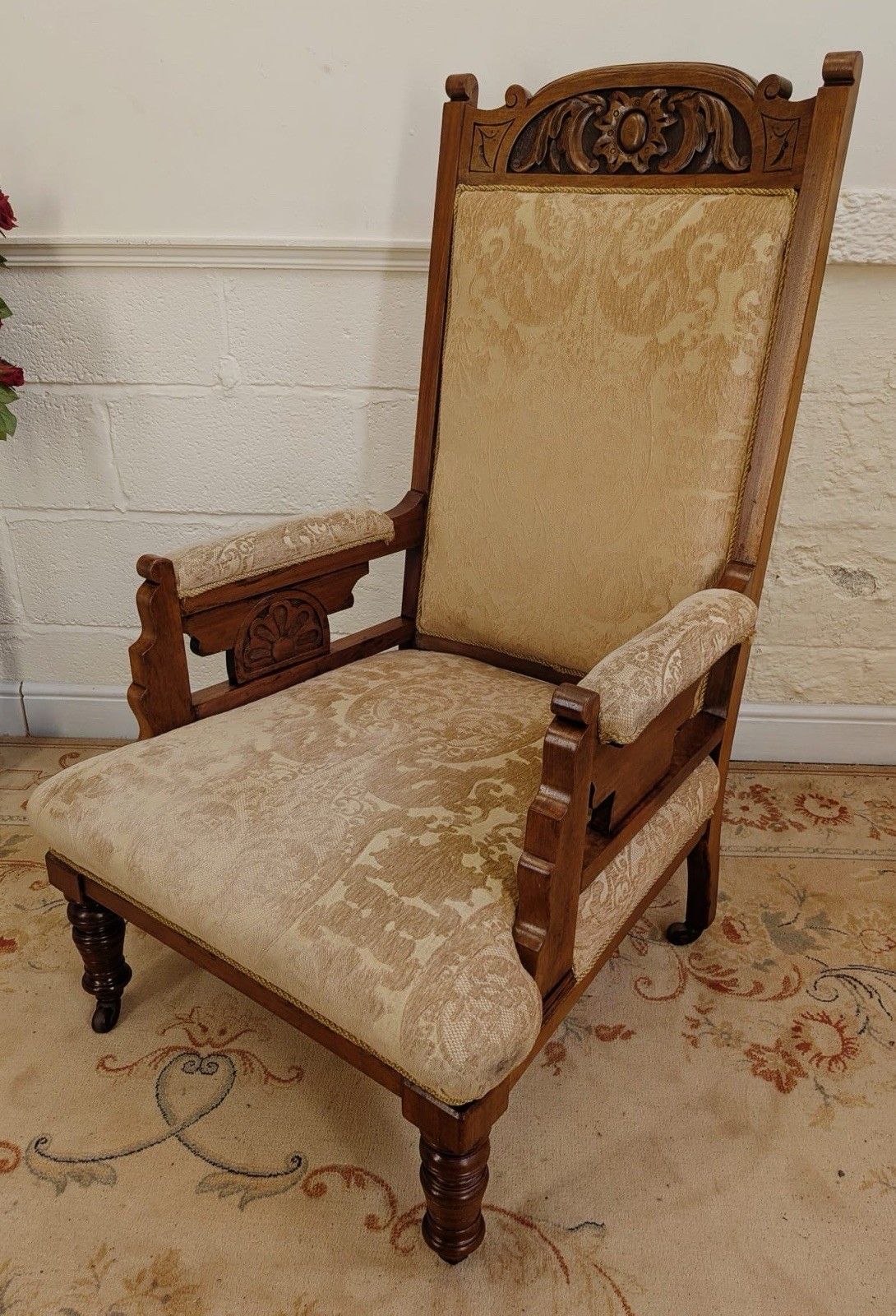 Late Victorian Carved Lounge Chair photo furniture