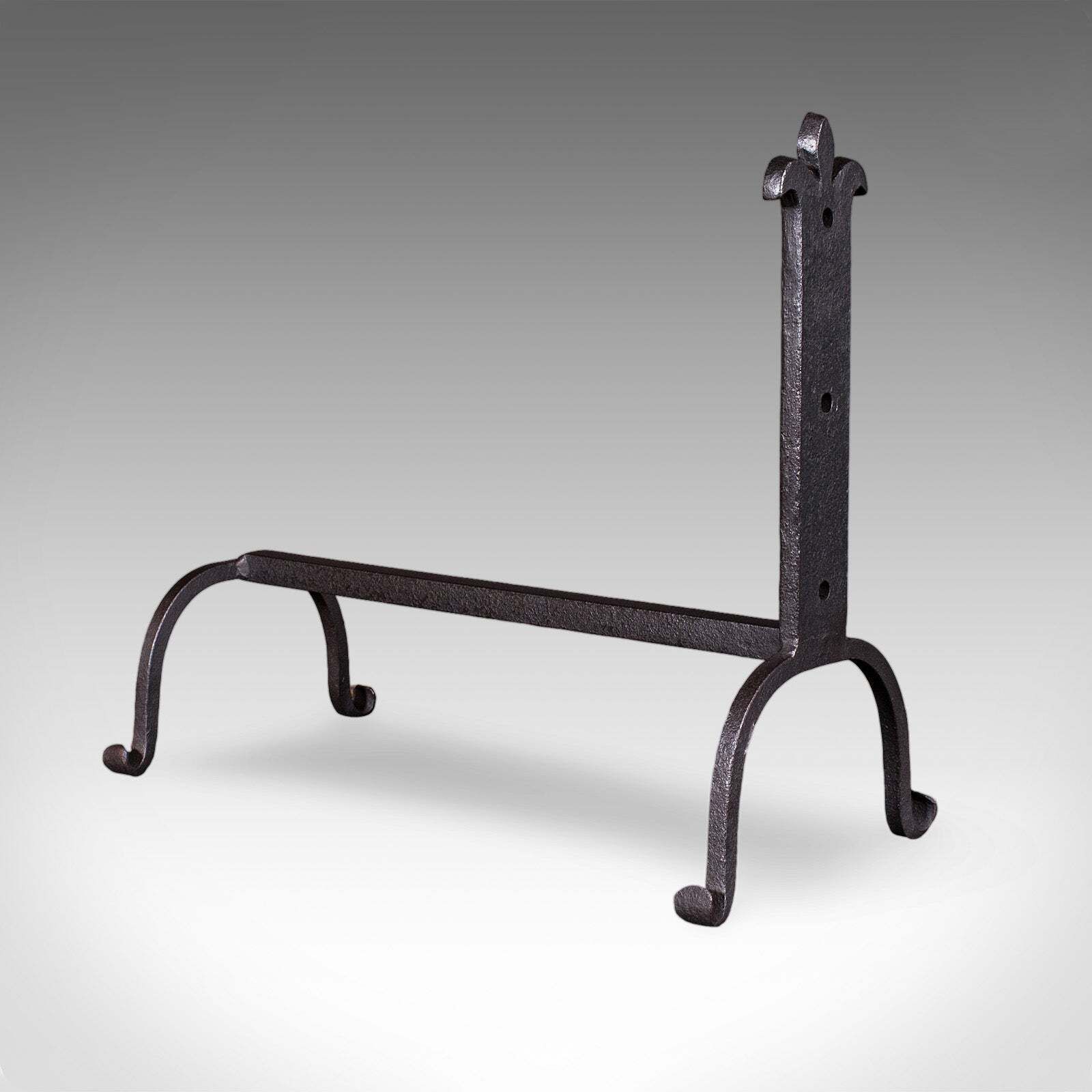 Pair Of Antique Fire Dogs, English, Blacksmith Made, Andirons, Gothic, Edwardian photo 126.0