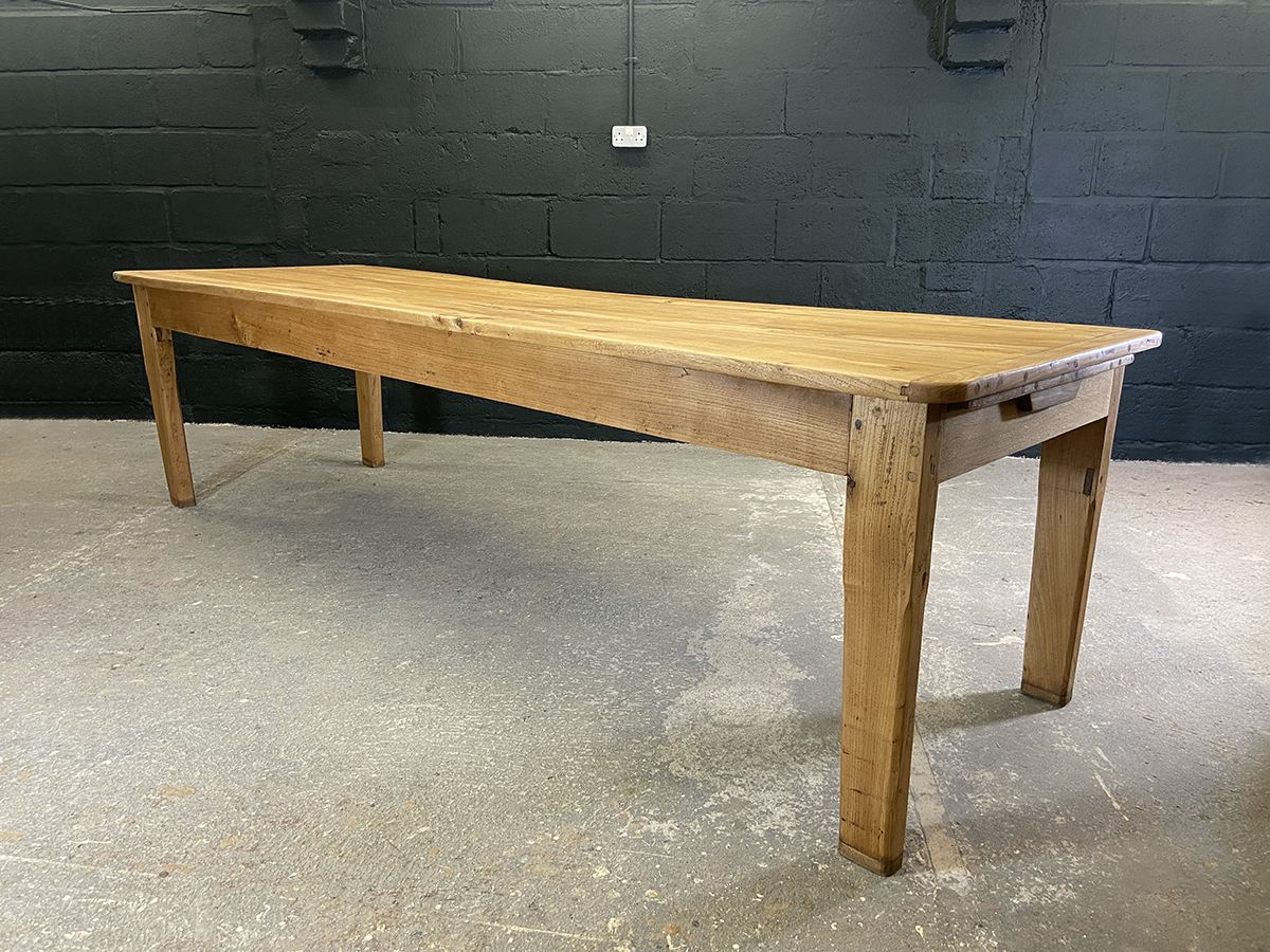 Large French Elm Farm Table With Bread Slide, Circa 1900s photo Furniture