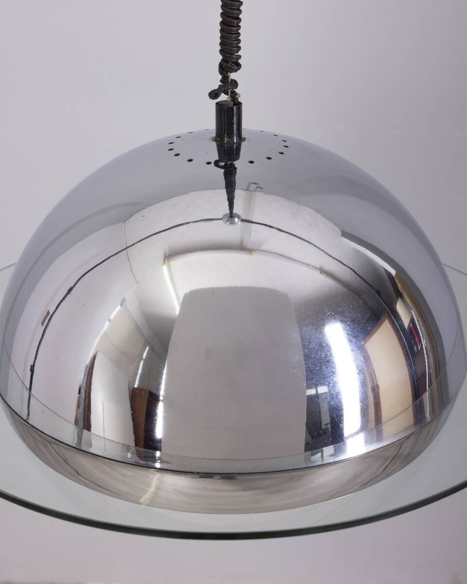 Vintage 1970s Chandelier In Chrome Plated photo vintage