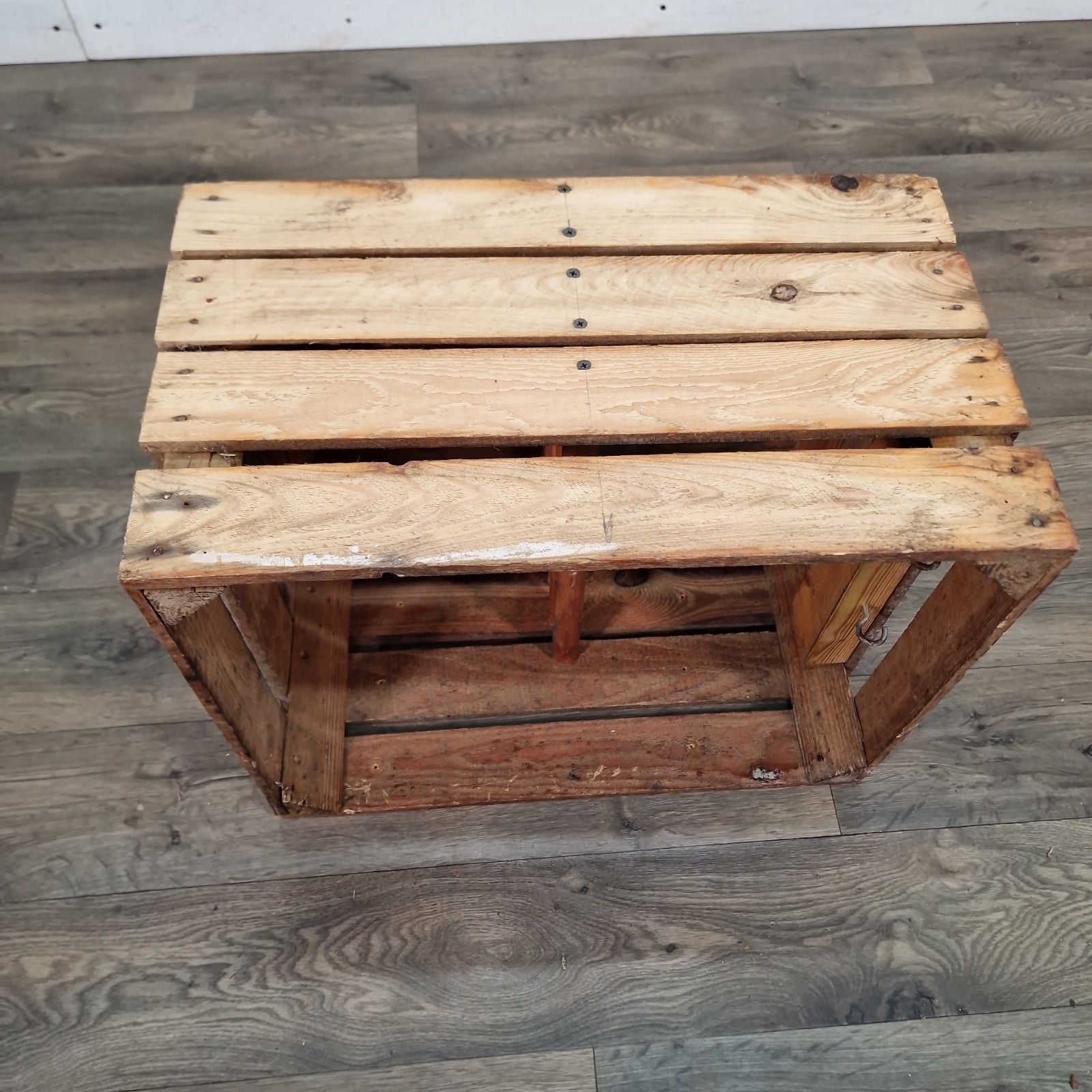 Vintage Wooden Crate Shelf Wall Display Rustic Pine Storage Box Upcycle Retro photo vintage