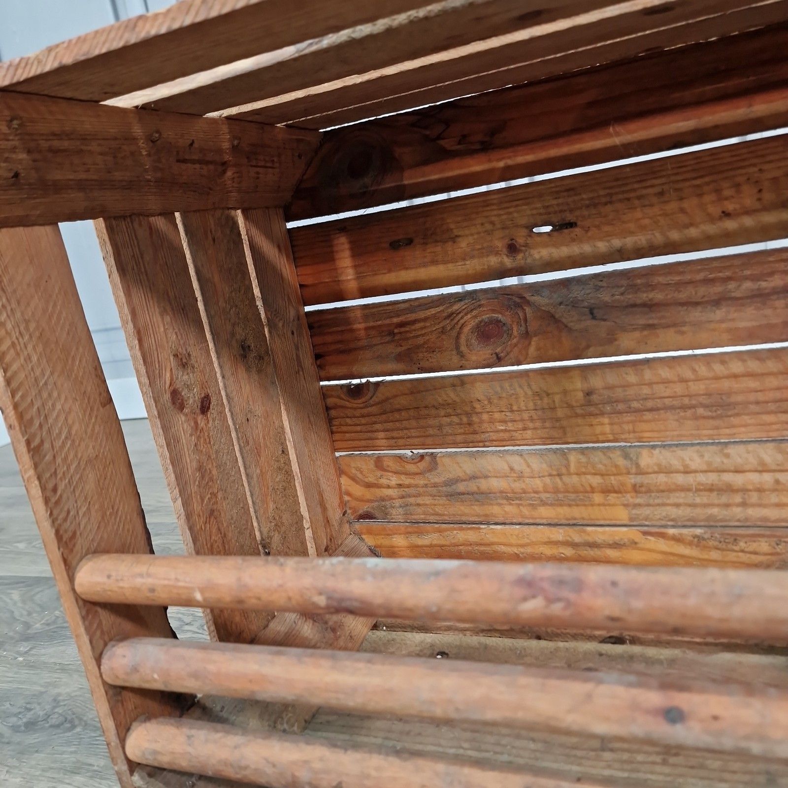Vintage Wooden Crate Shelf Wall Display Rustic Pine Storage Box Upcycle Retro photo vinterior