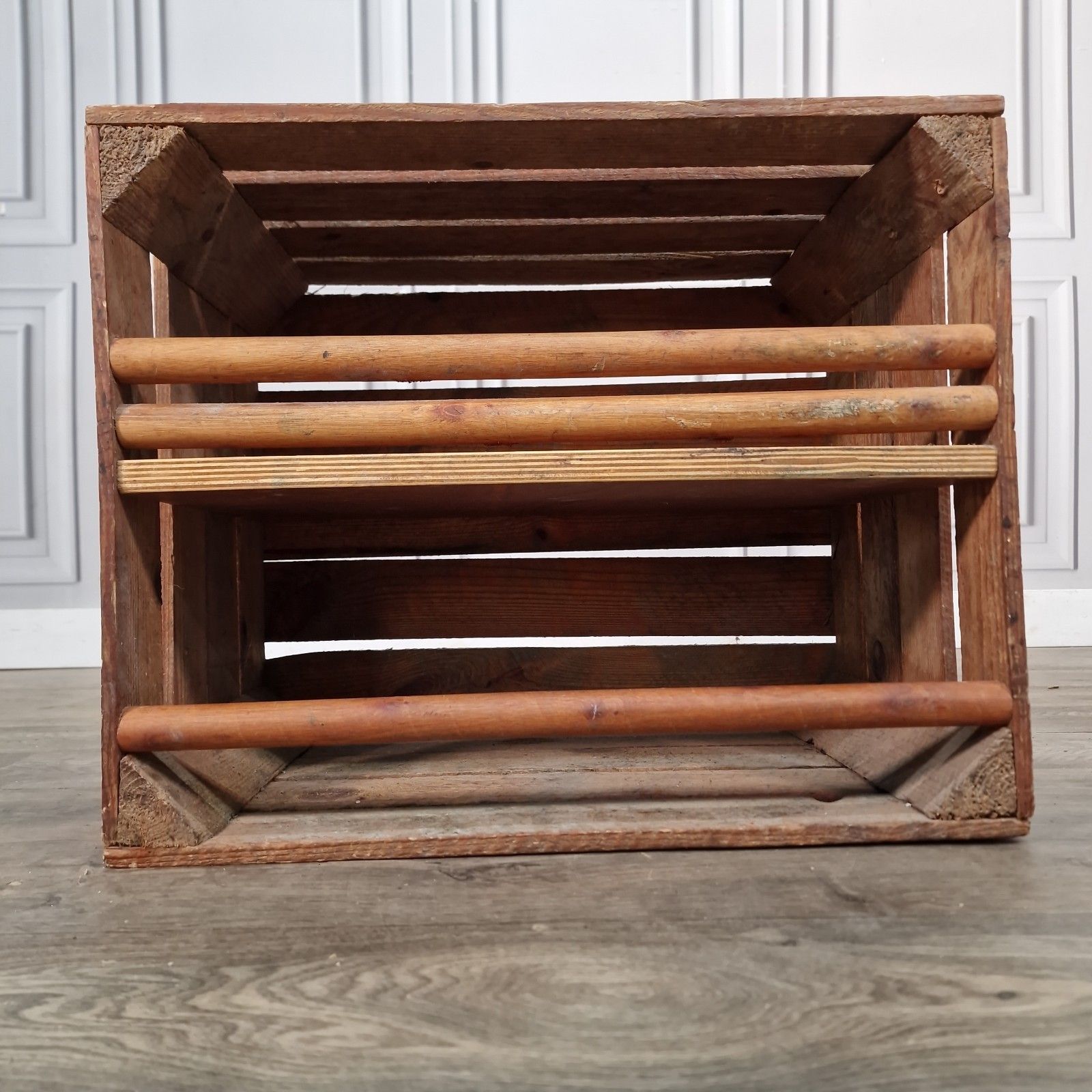 Vintage Wooden Crate Shelf Wall Display Rustic Pine Storage Box Upcycle Retro photo Furniture