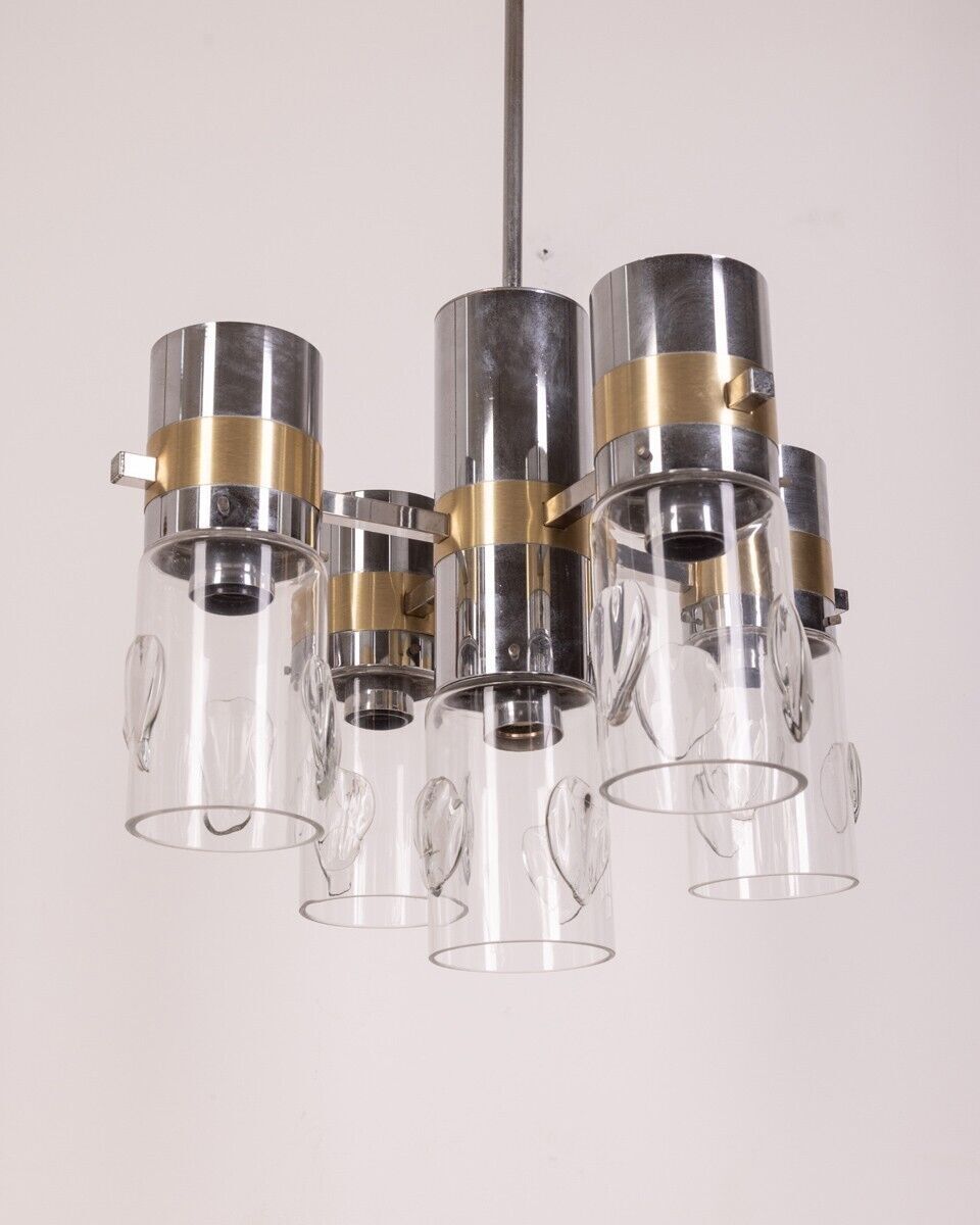 Sicolari 1970s Metal And Glass Chandelier photo Lighting