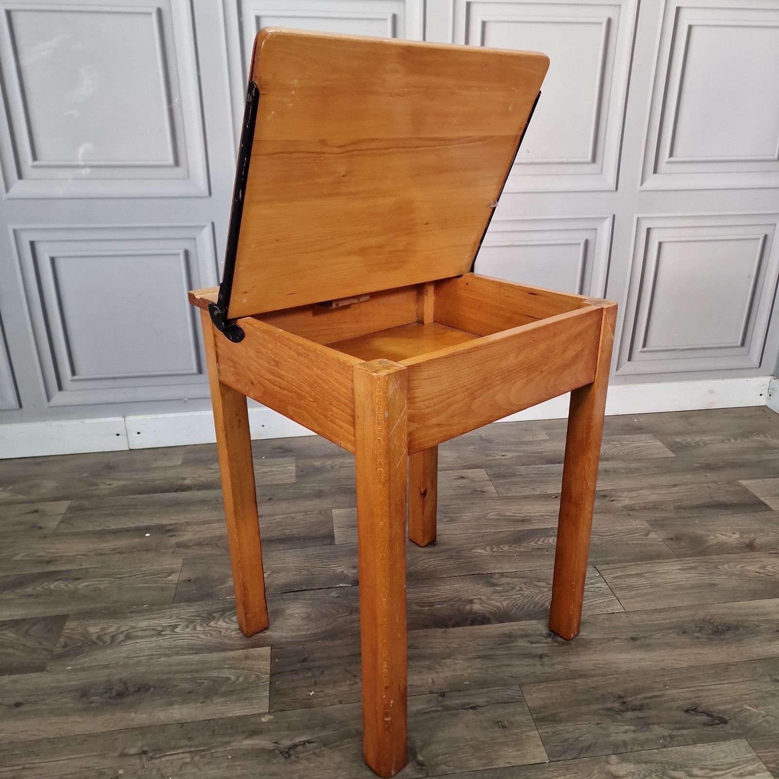 Vintage School Writing Desk Wooden Lift Top Childs Table Retro Storage Mcm photo furniture