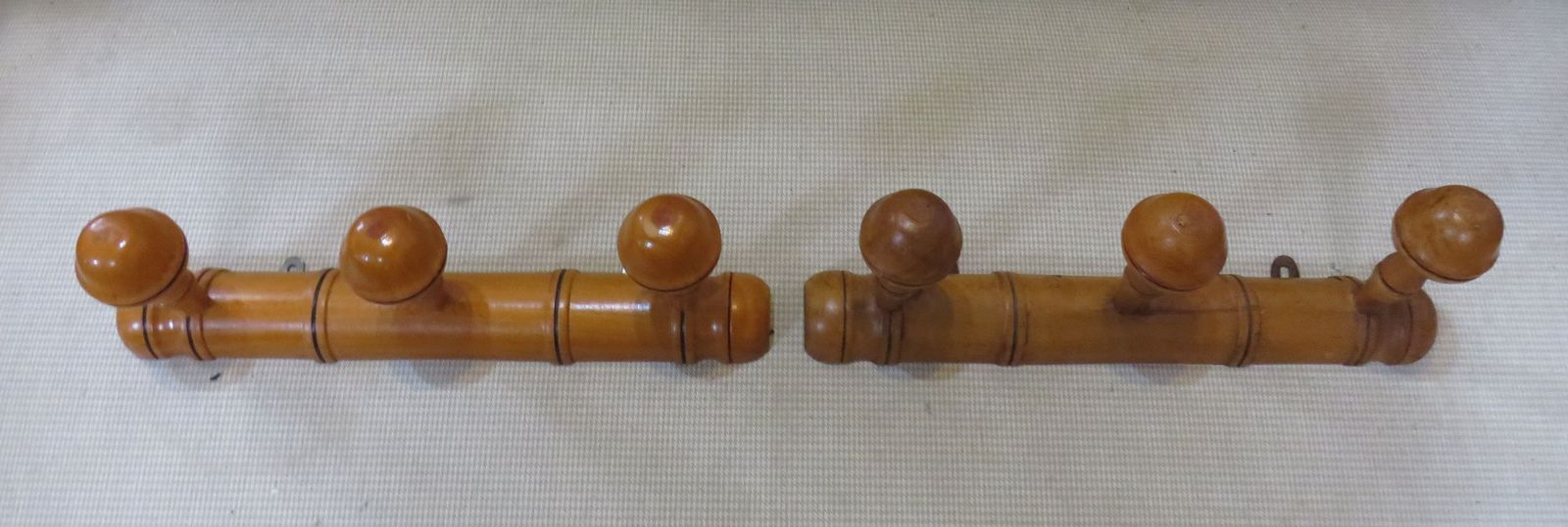 Near Pair Of Antique Faux Bamboo Coat Hooks photo Home Decor