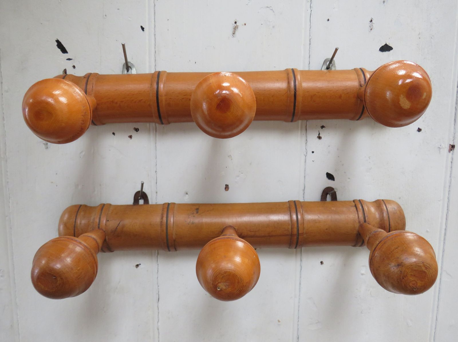 Near Pair Of Antique Faux Bamboo Coat Hooks photo buy