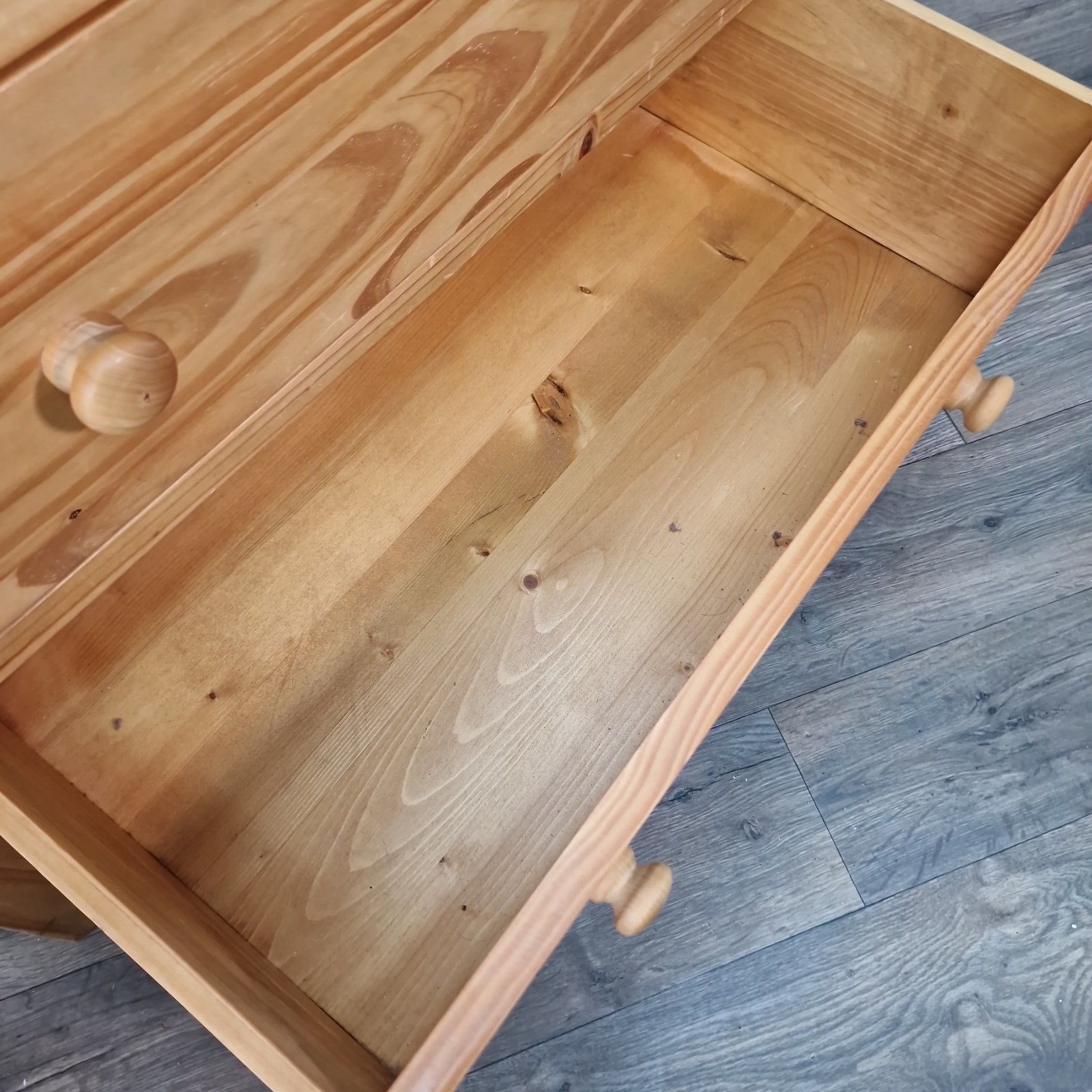 Vintage Chest Of Drawers Solid Pine Three Drawer Bedroom Storage Cabinet Commode photo vinterior
